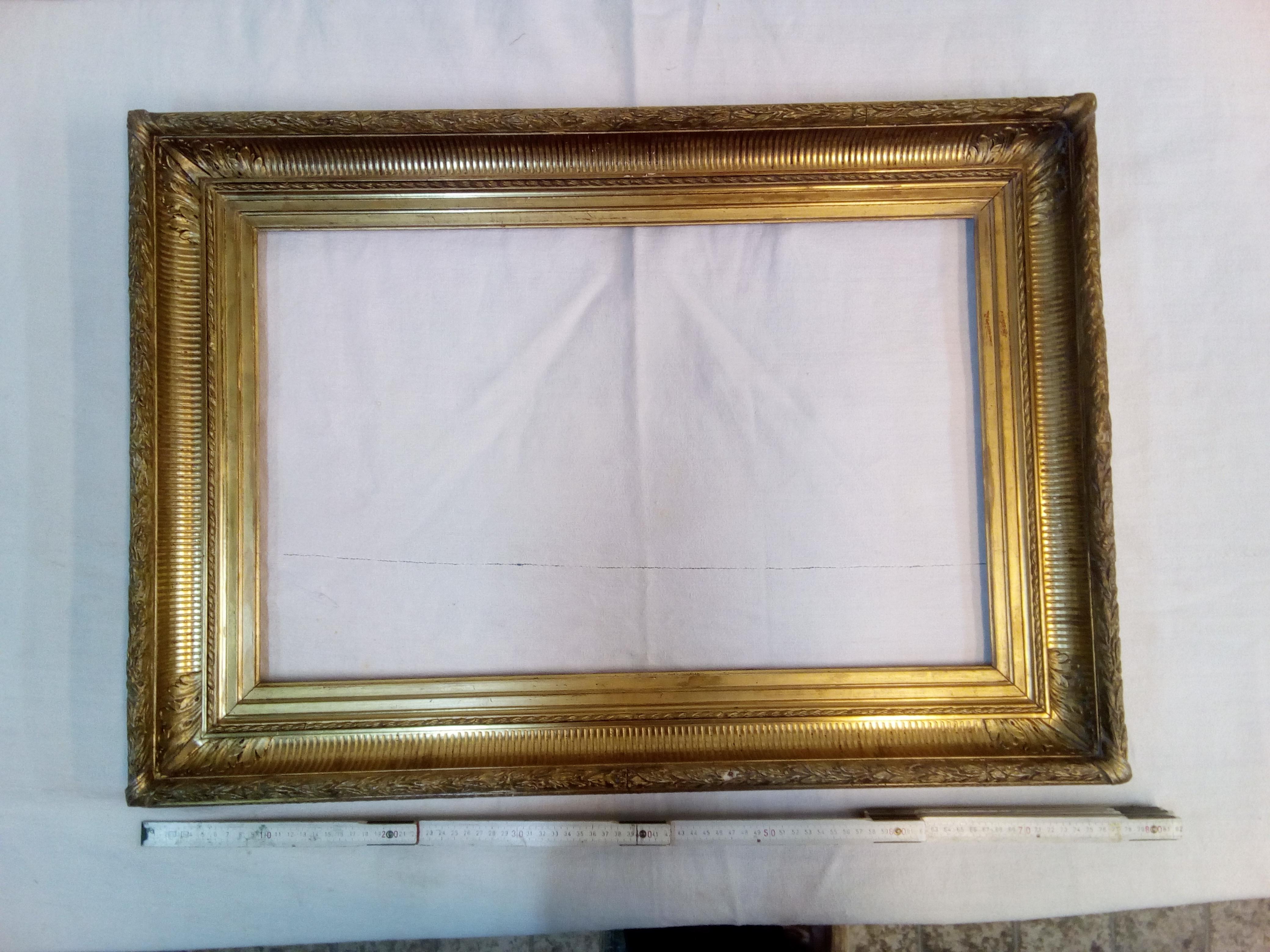 19th century Empire style frame hand carved gilded with pure gold leaf For Sale 7