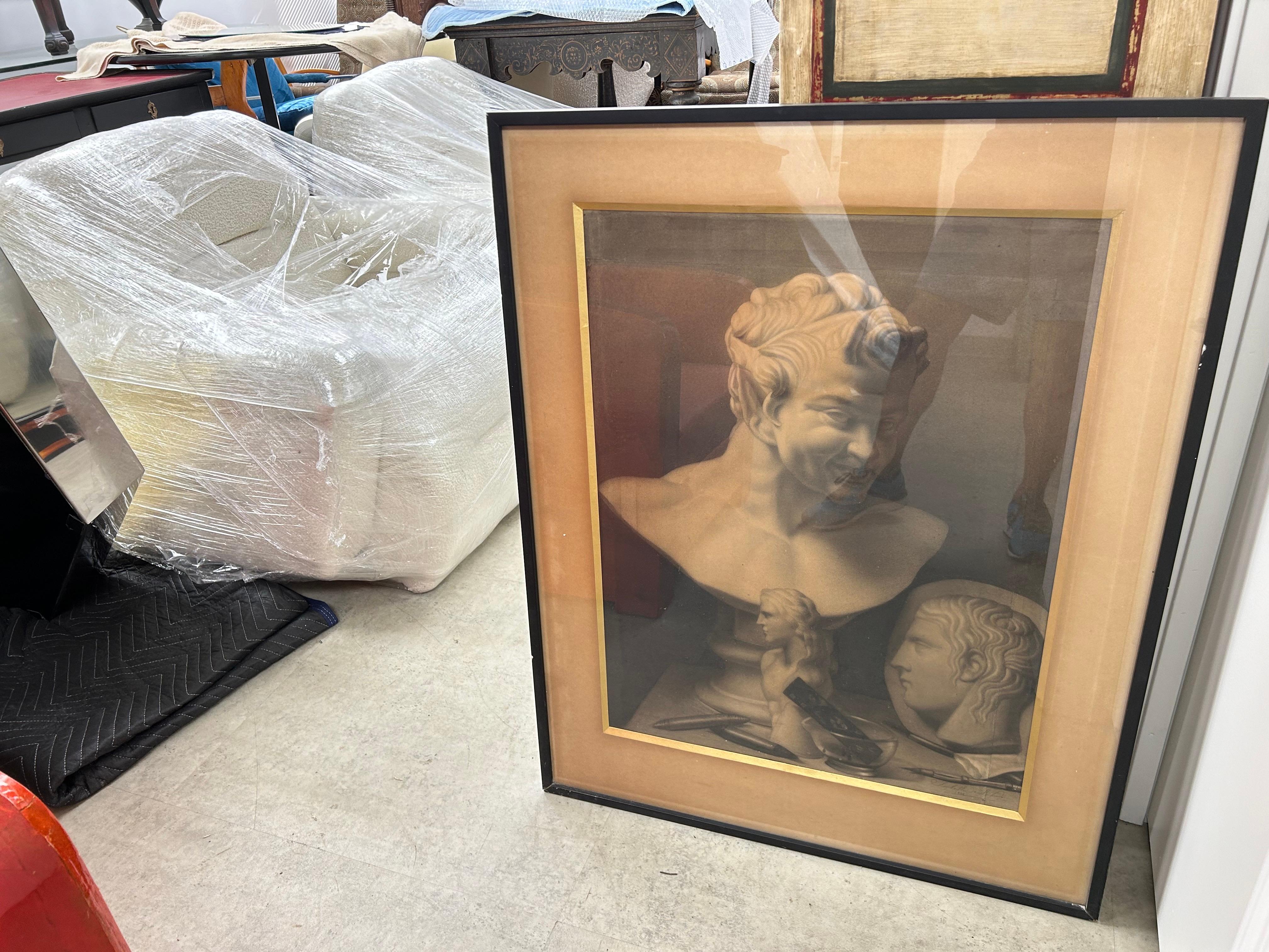 Dibujo académico francés del siglo XIX enmarcado en Bueno estado para la venta en Houston, TX