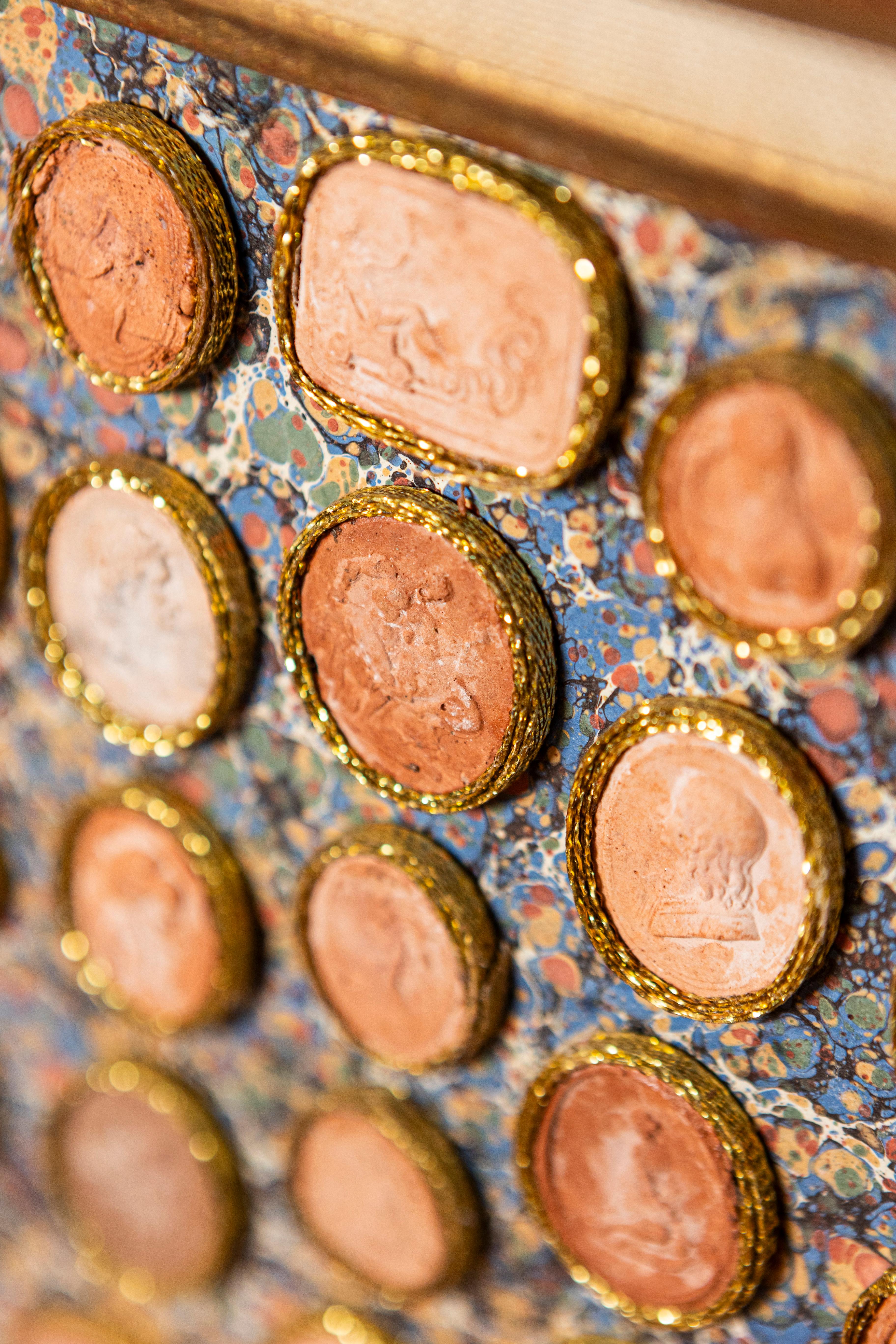 19th Century French Framed Cameo Collection with Gilt Accents For Sale 1