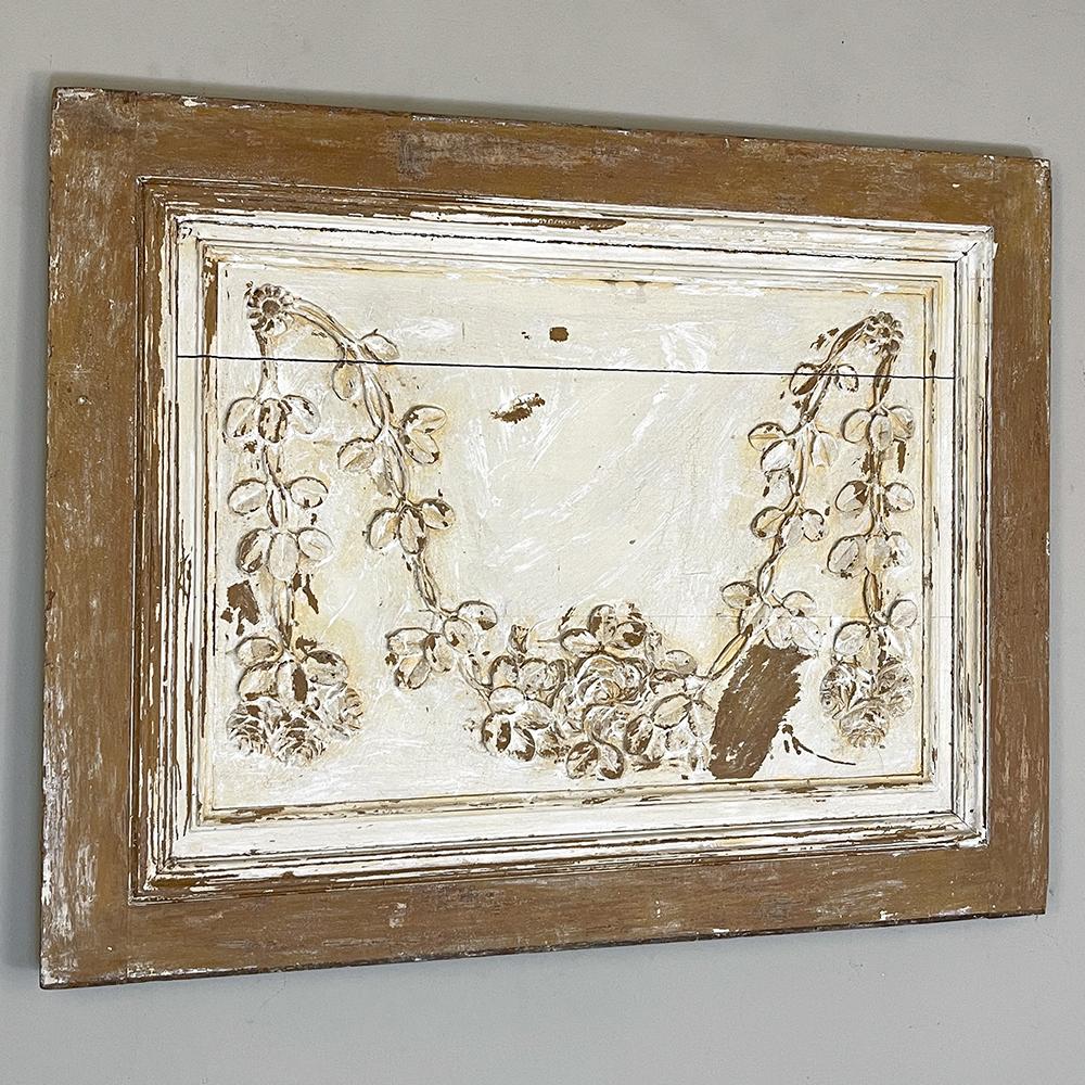 Louis XVI 19th Century French Framed, Carved and Painted Panel For Sale