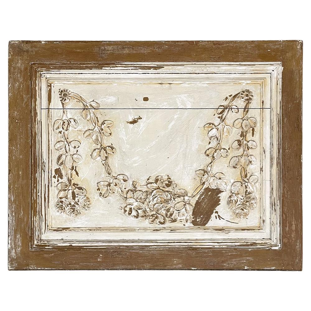 19th Century French Framed, Carved and Painted Panel For Sale