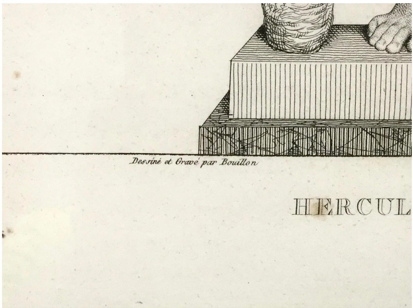 Französische gerahmte Gravur des 19. Jahrhunderts, Hercule Et Telephe von Pierre Bouillon (Neoklassisch) im Angebot