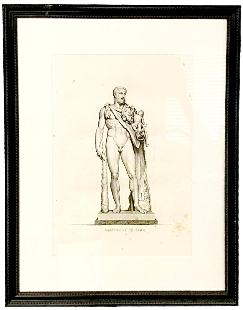 Französische gerahmte Gravur des 19. Jahrhunderts, Hercule Et Telephe von Pierre Bouillon im Angebot 1