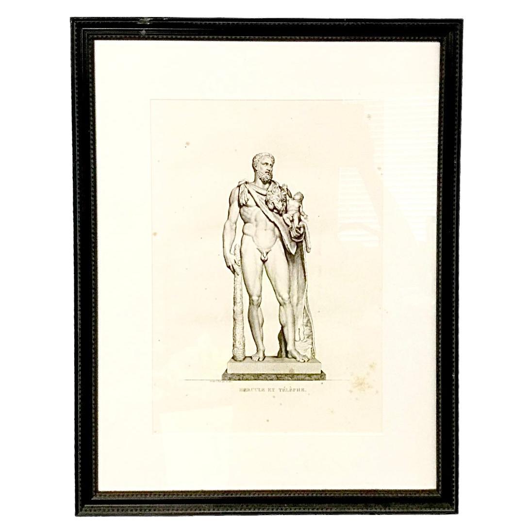 Gravure française du 19ème siècle encadrée, Hercule et télephe de Pierre Bouillon