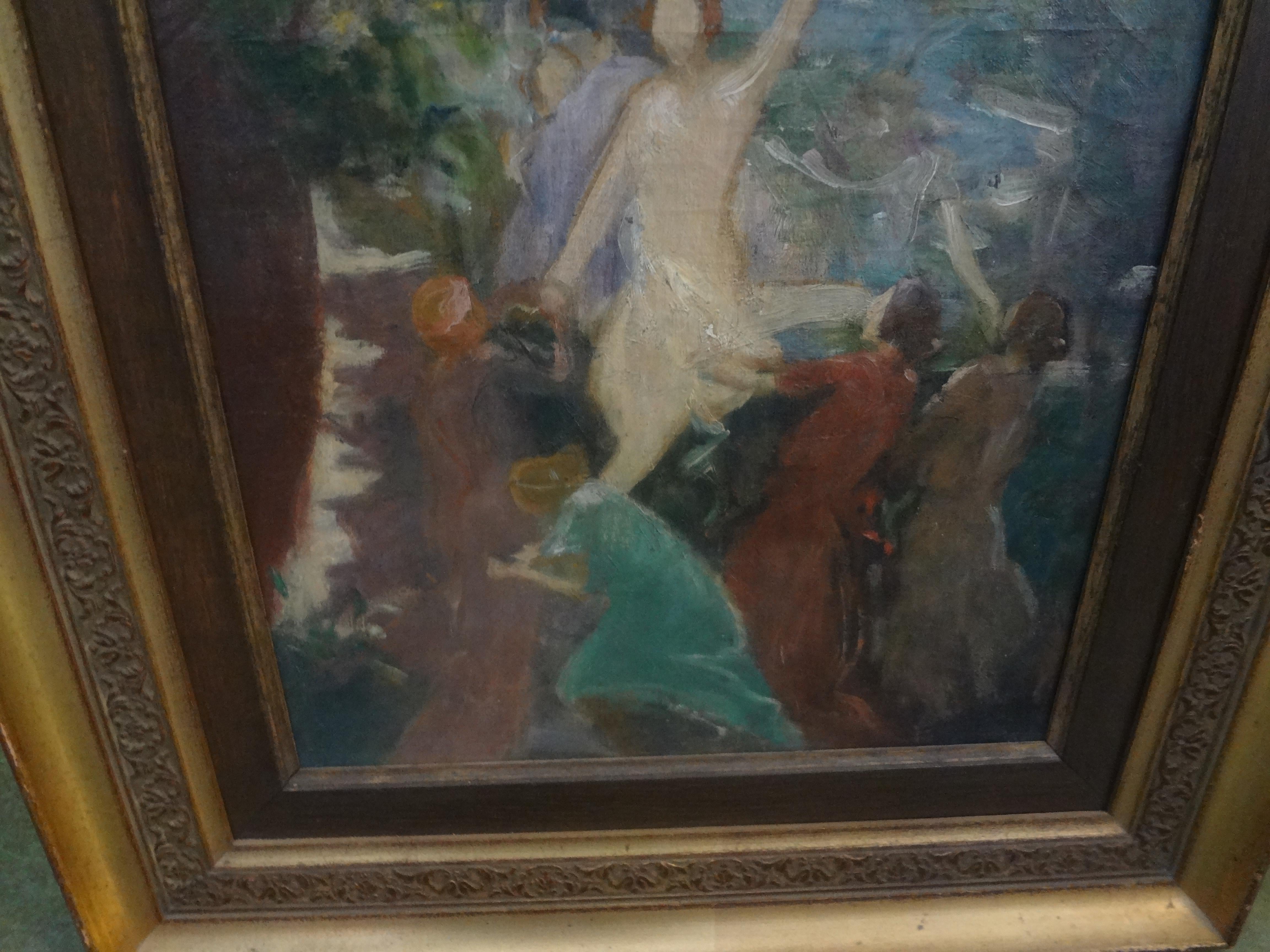 19th Century French Framed Impressionist Oil on Canvas In Good Condition For Sale In Houston, TX