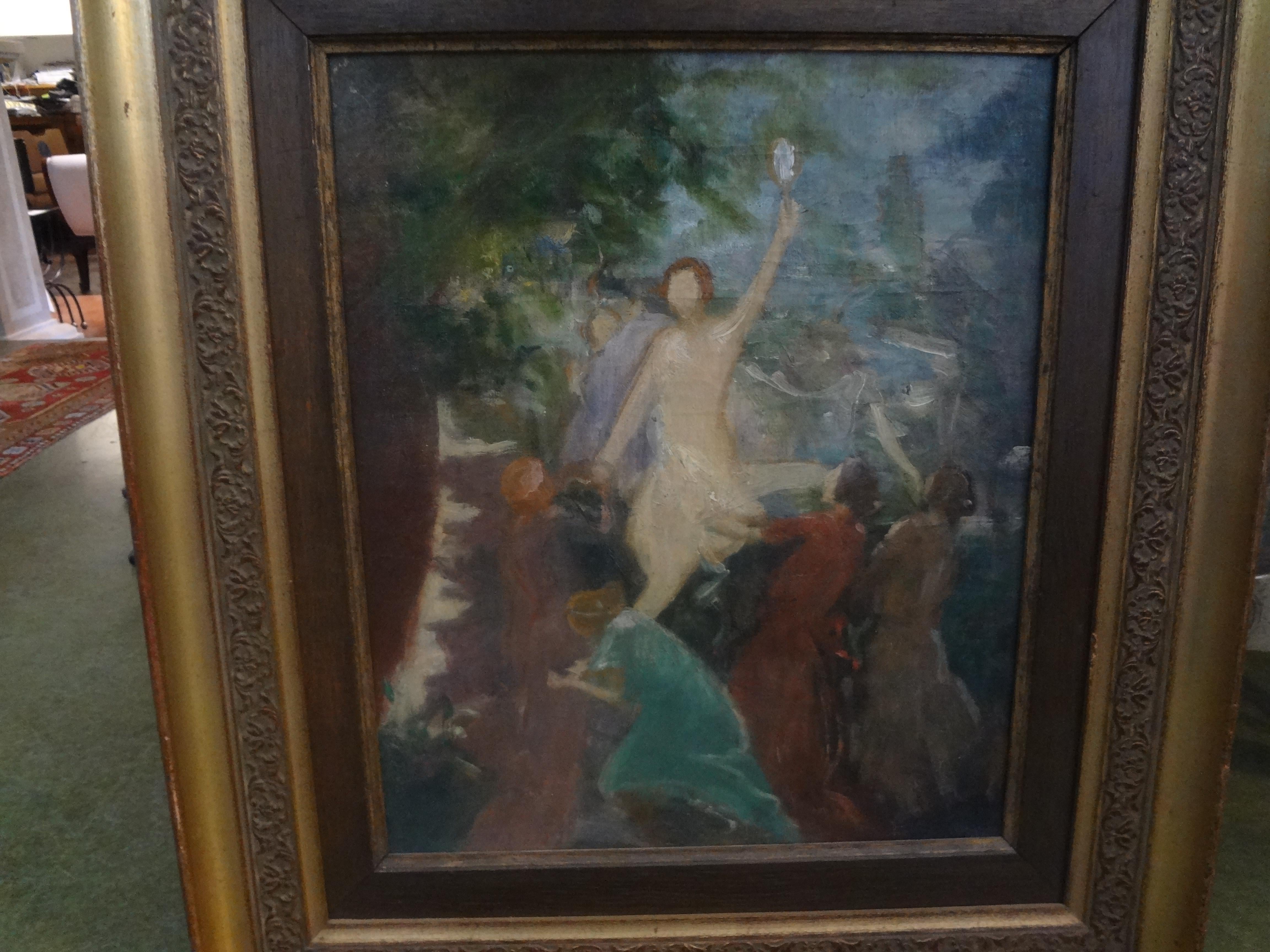 19th Century French Framed Impressionist Oil on Canvas For Sale 1