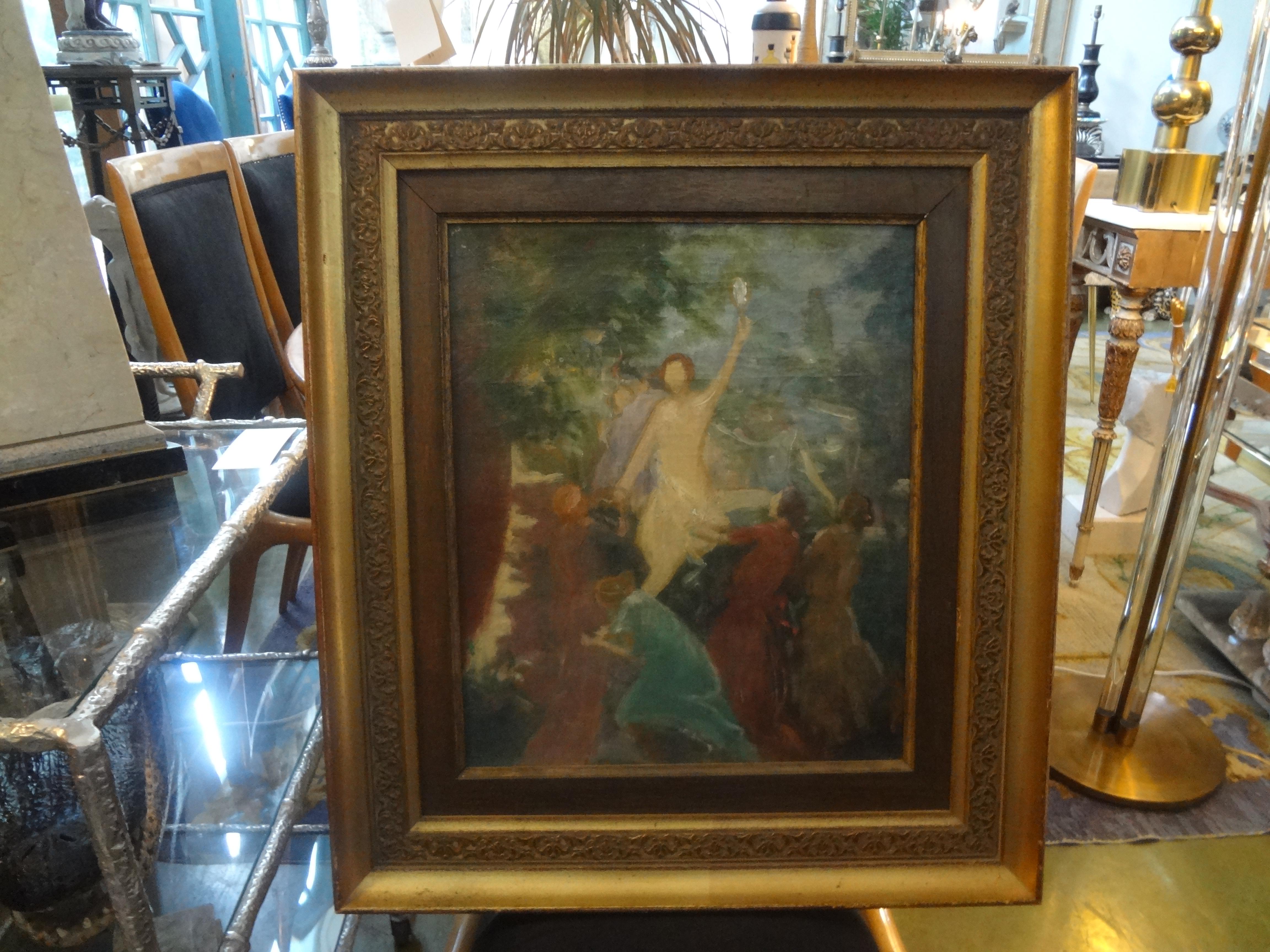 Huile sur toile impressionniste française du 19ème siècle encadrée en vente 2