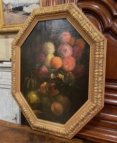19th Century French Framed Oil on Board Still Life Painting After Monnoyer