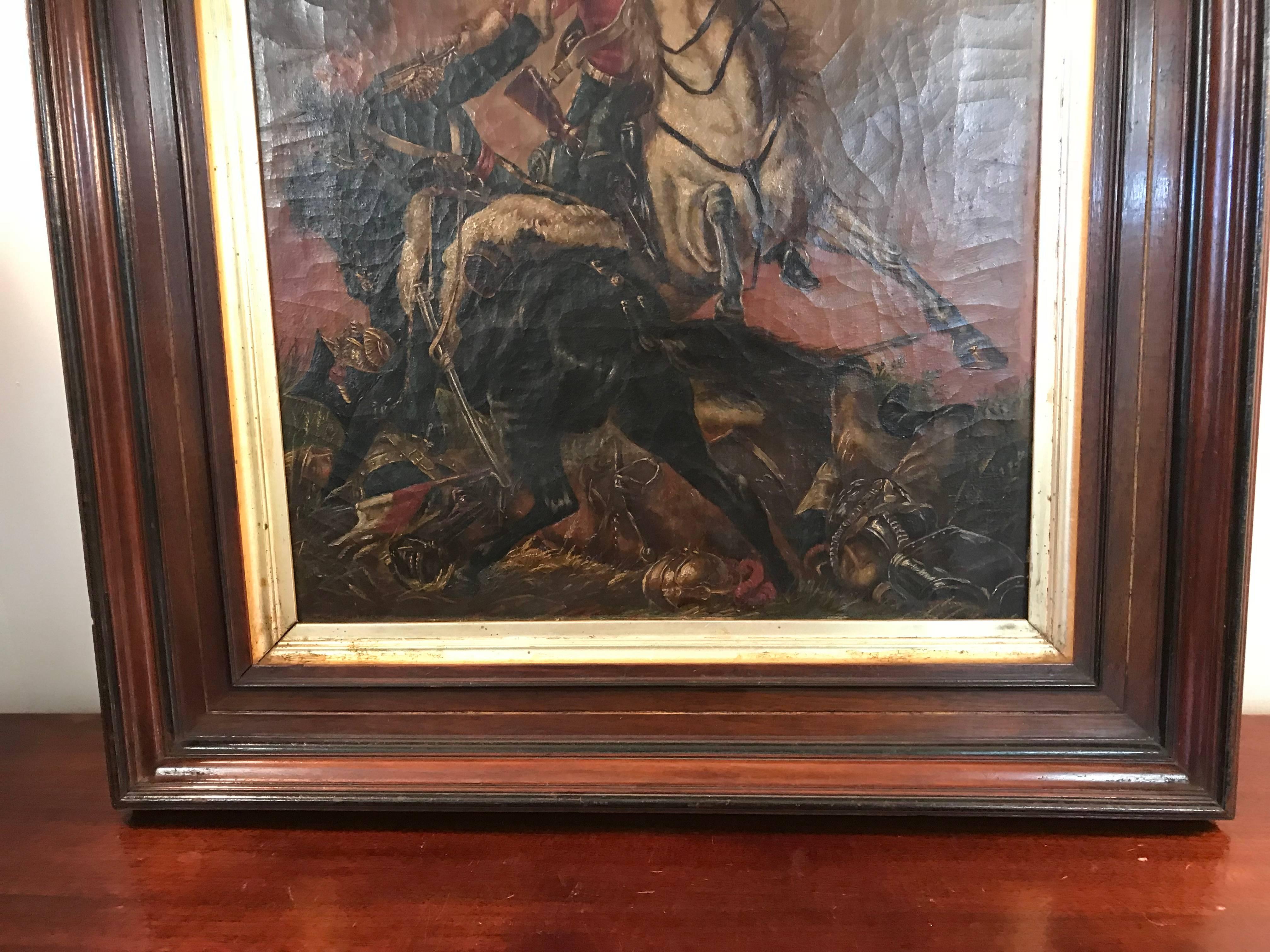 Neoclassical 19th Century French Franco-Prussian War Oil Painting, Signed