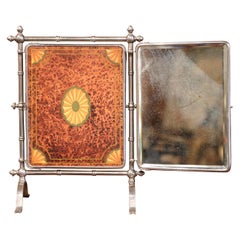 19th Century French Freestanding Folding Triptych Mirror with Beveled Glass