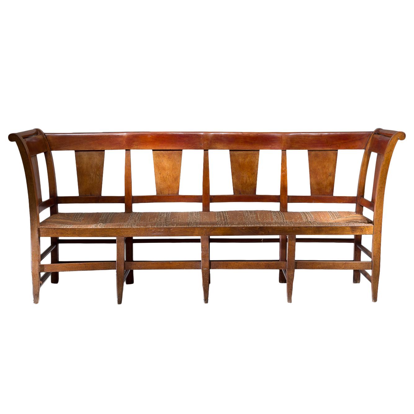 19th Century, French Fruitwood Bench