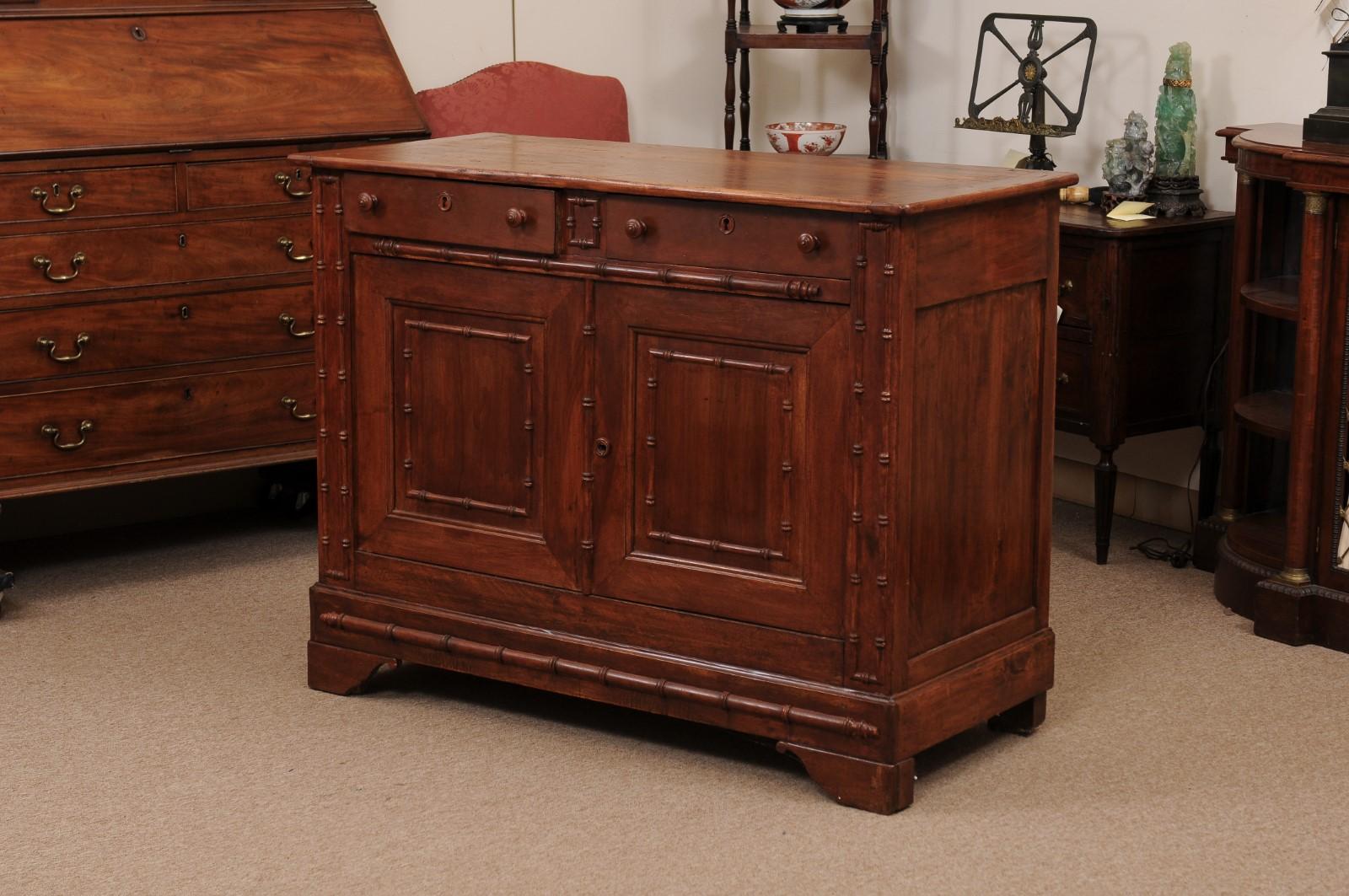 19th Century French Fruitwood Buffet with Faux Bamboo Detail For Sale 11