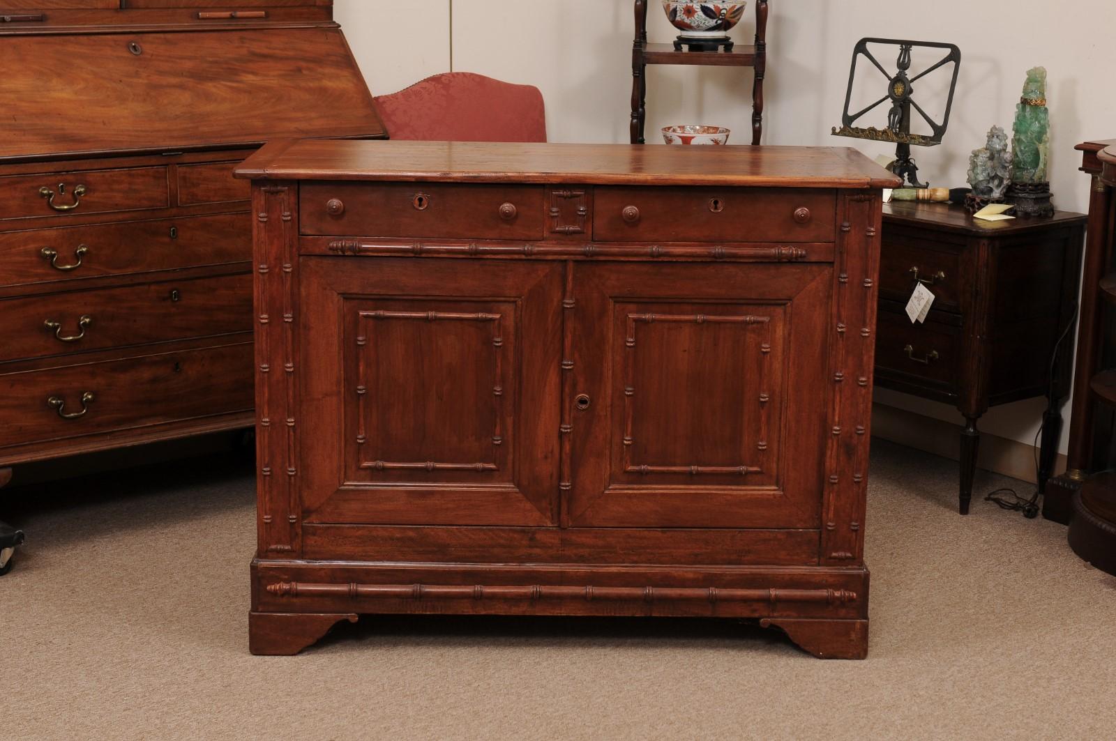 19th Century French Fruitwood Buffet with Faux Bamboo Detail For Sale 12