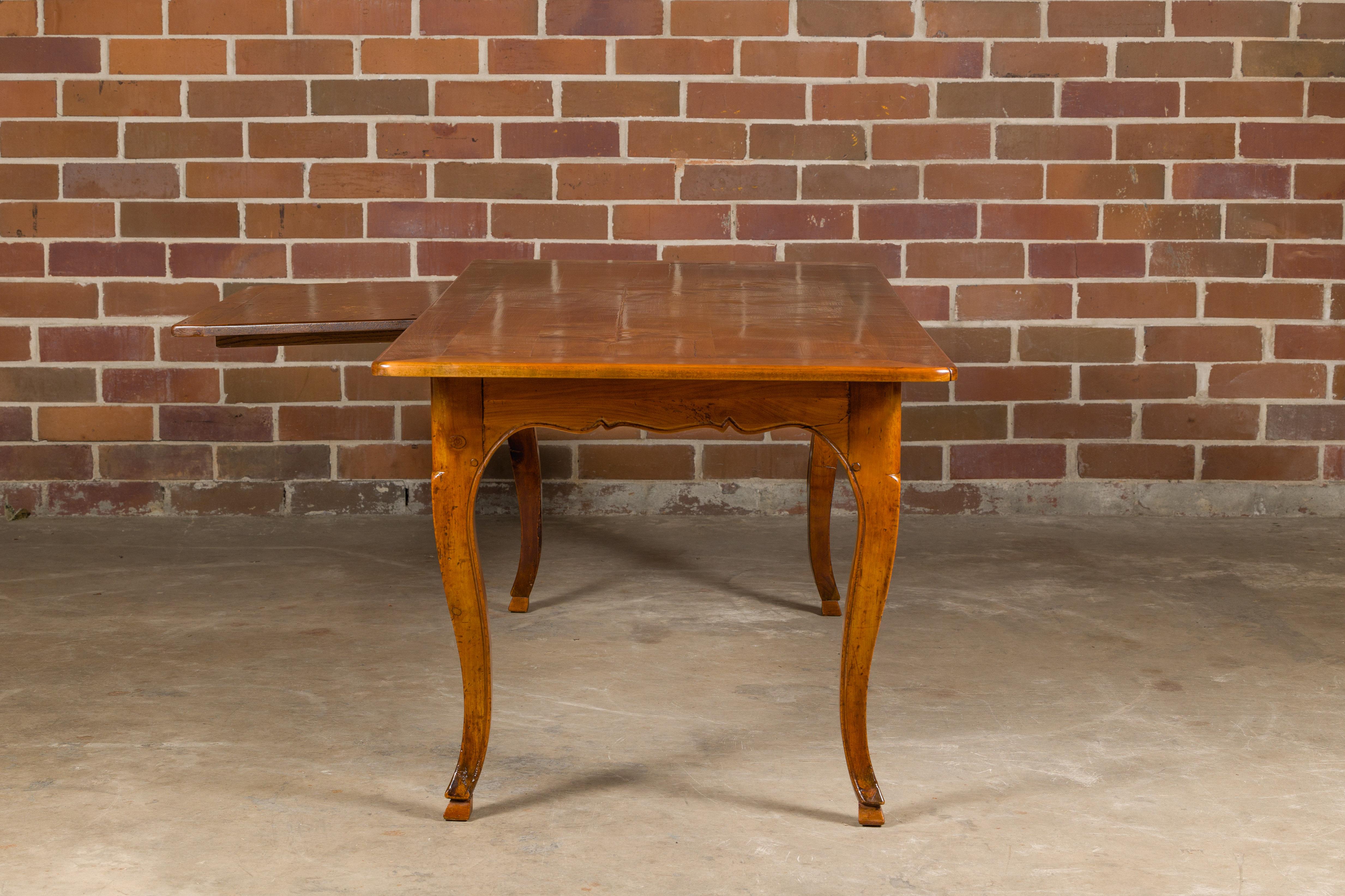 19th Century French Fruitwood Dining Table with Bread Board and Cabriole Legs For Sale 7