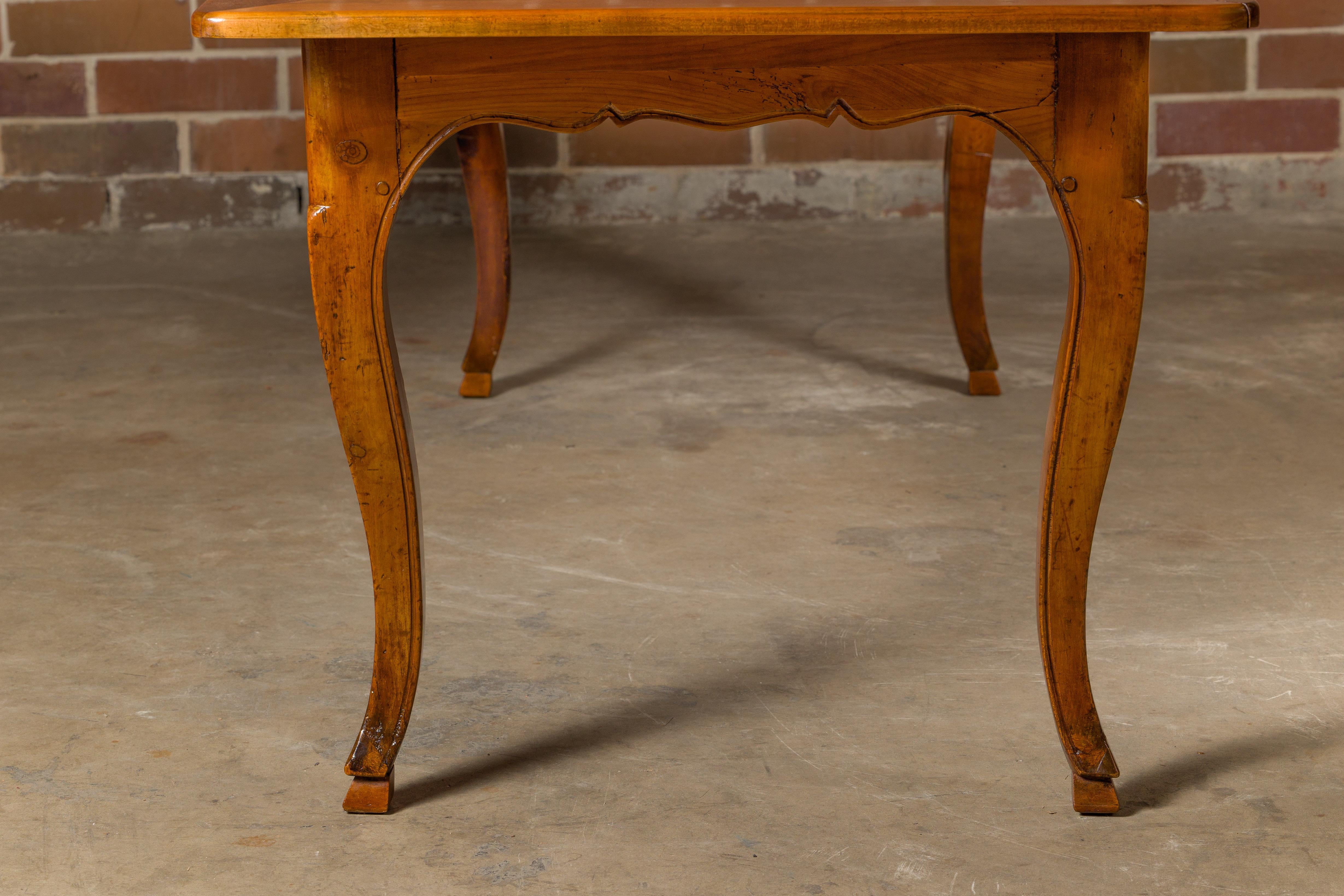 19th Century French Fruitwood Dining Table with Bread Board and Cabriole Legs For Sale 9