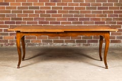 19th Century French Fruitwood Dining Table with Bread Board and Cabriole Legs