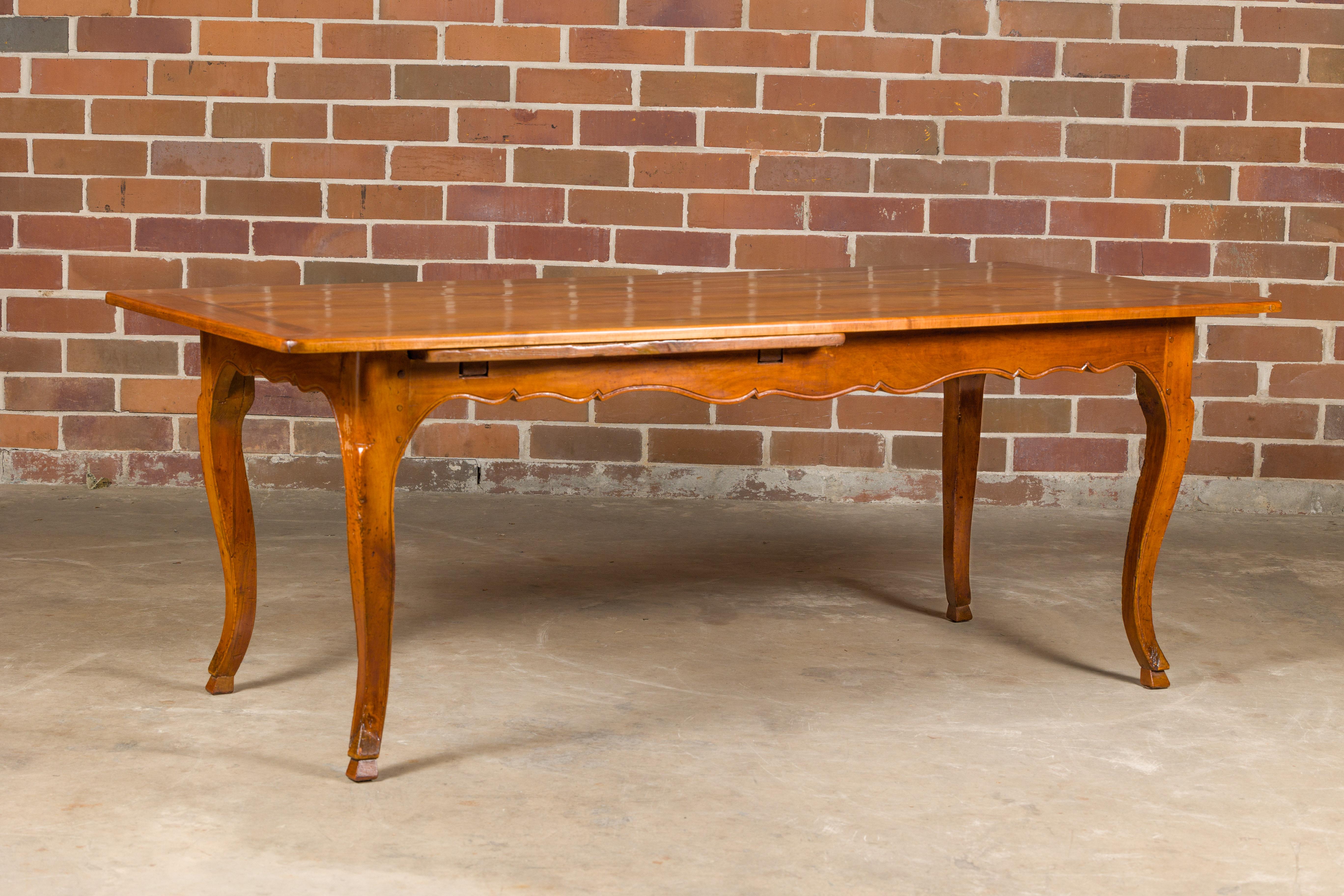 19th Century French Fruitwood Dining Table with Bread Board and Cabriole Legs For Sale 4