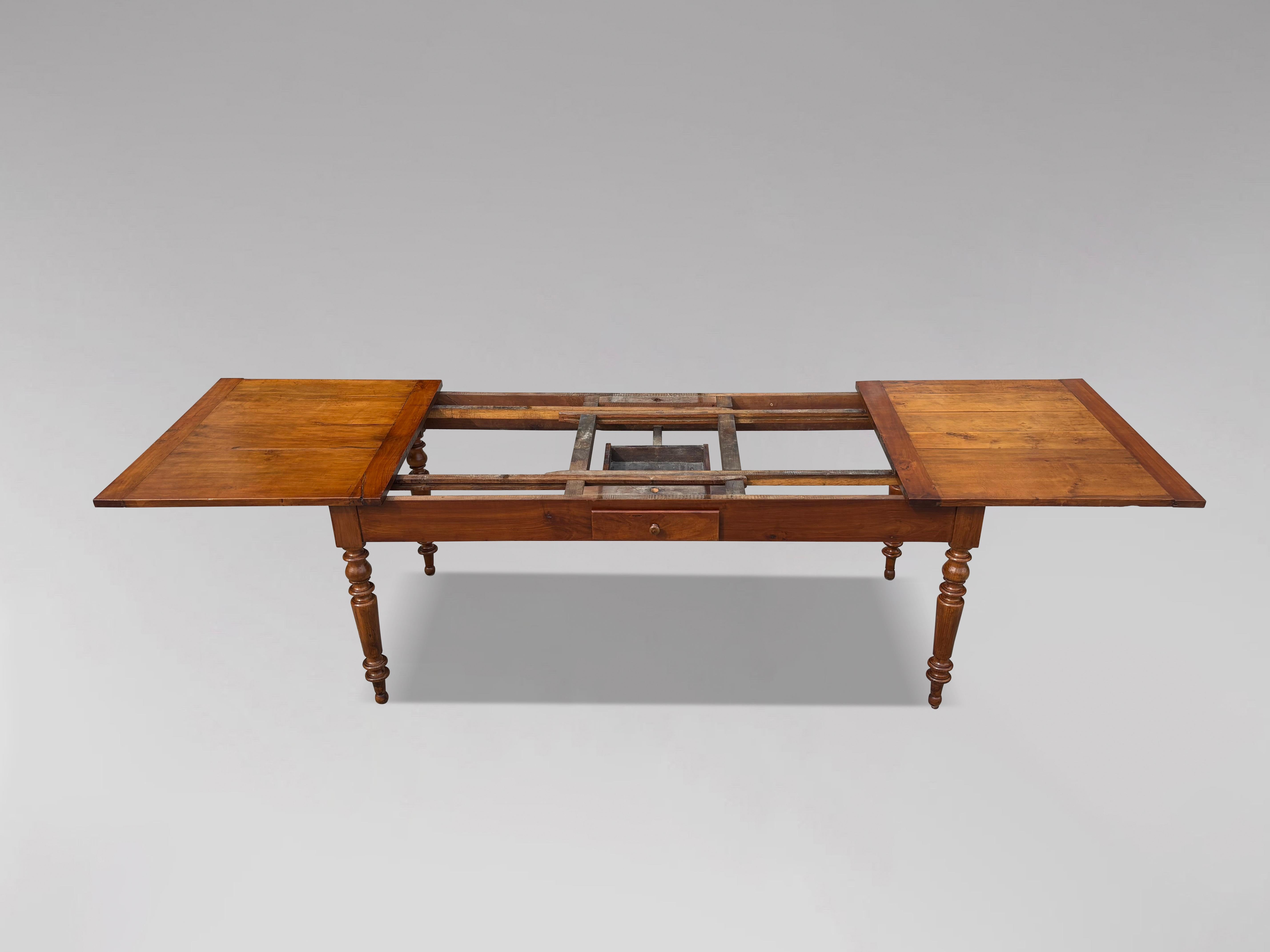 19th Century French Fruitwood Draw Leaf Farmhouse Dining Table For Sale 6
