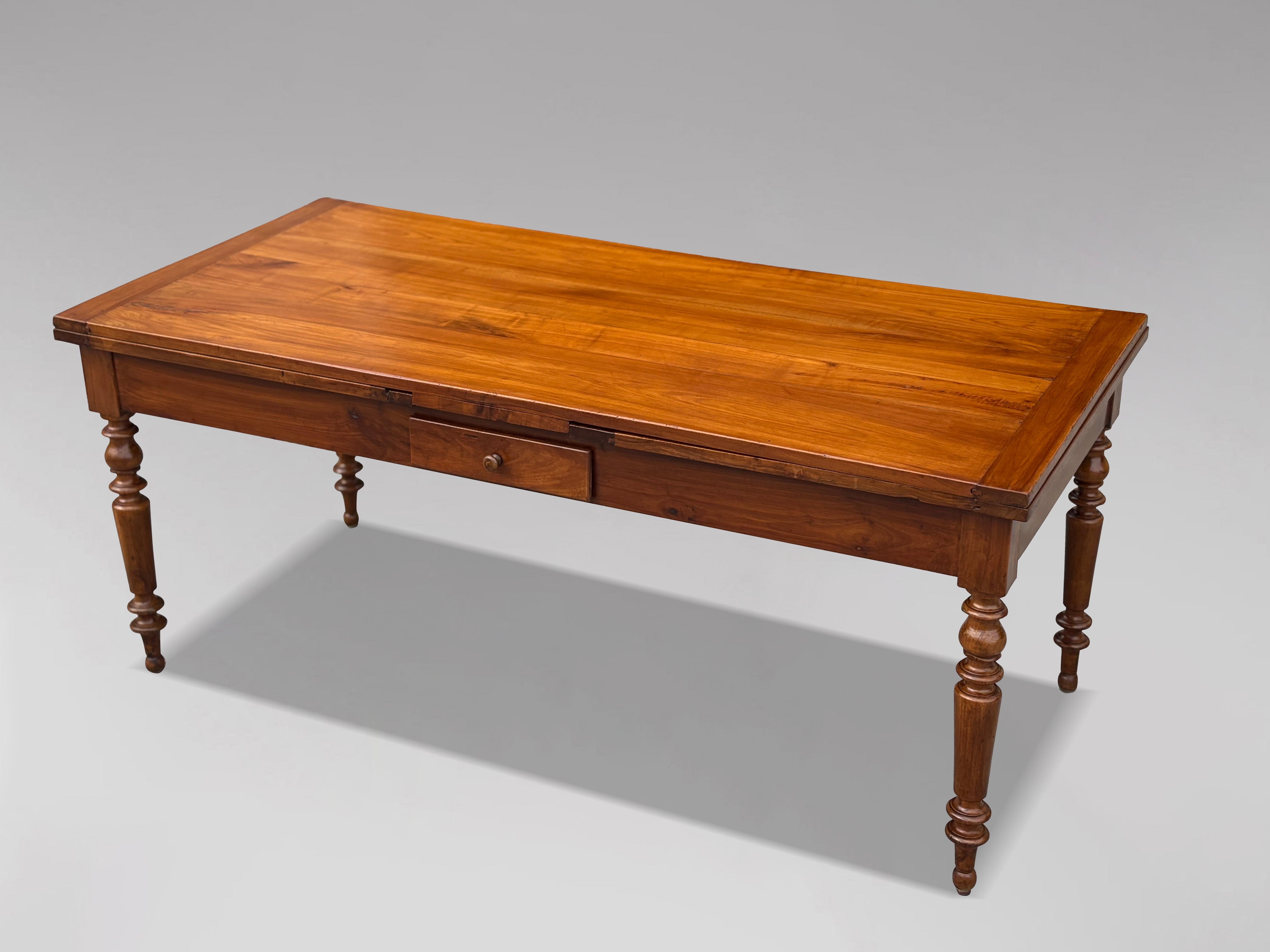 19th Century French Fruitwood Draw Leaf Farmhouse Dining Table For Sale 12