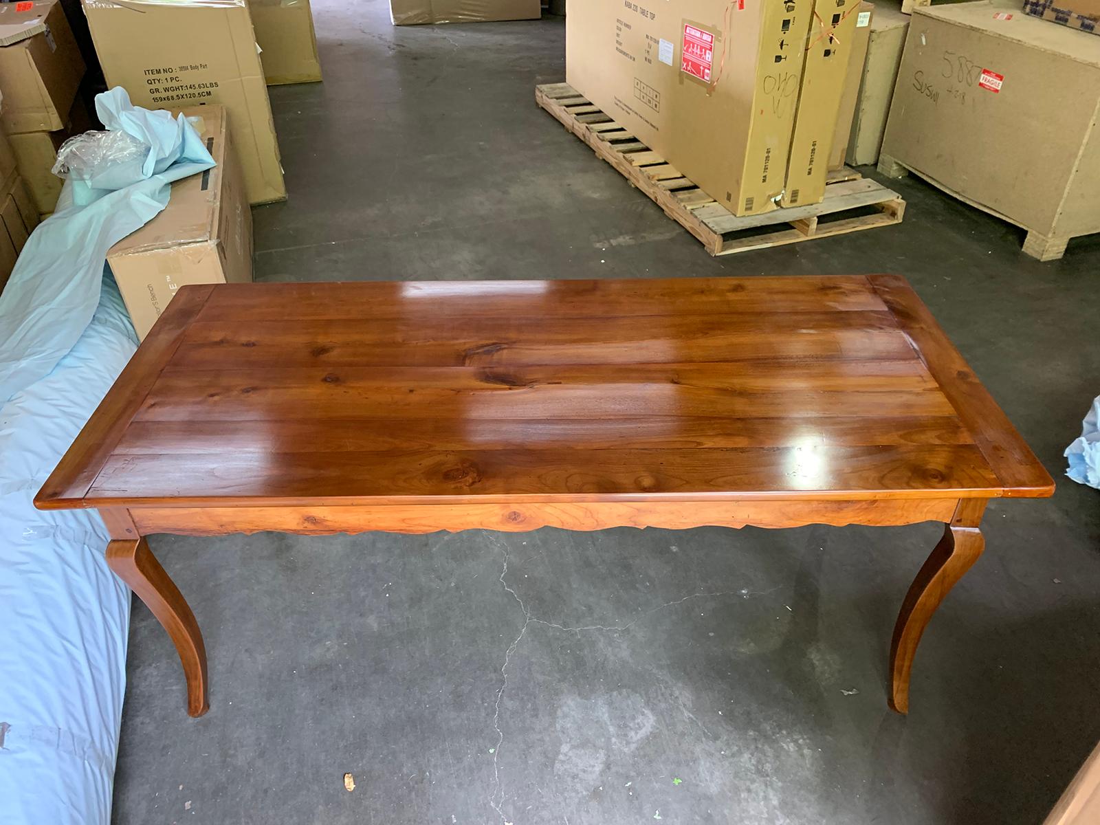 19th Century French Fruitwood Farm Dining Table with 1 Drawer, 1 Slide 9