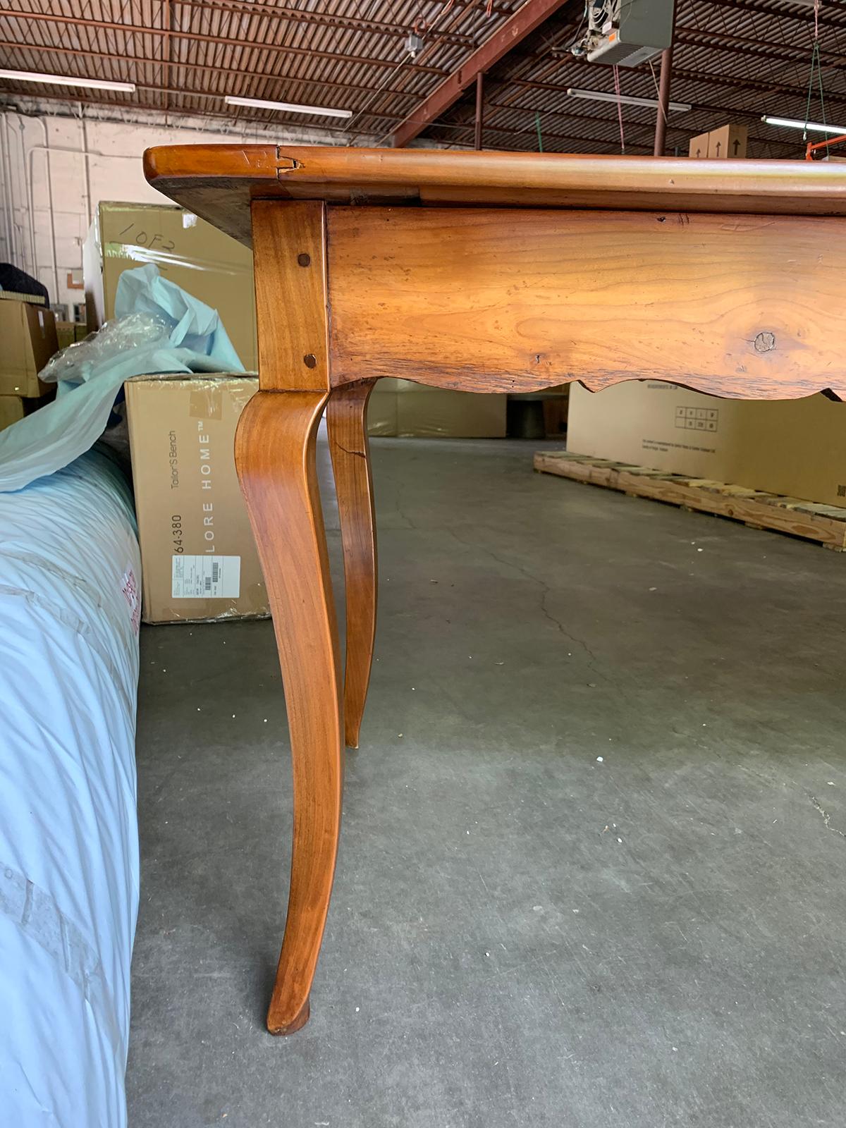 19th Century French Fruitwood Farm Dining Table with 1 Drawer, 1 Slide 5