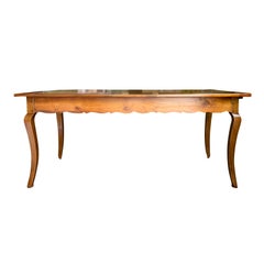 19th Century French Fruitwood Farm Dining Table with 1 Drawer, 1 Slide