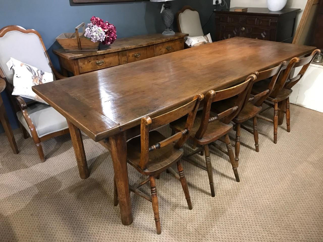 French Provincial 19th Century French Fruitwood Farmhouse Table with Two Drawers