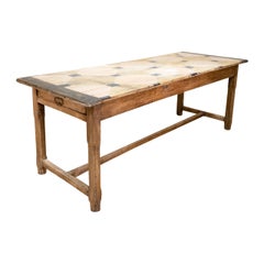 19th Century French Fruitwood Painted Farmhouse Table