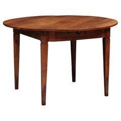 19th Century French Fruitwood Round Breakfast Table with Square Tapering Legs