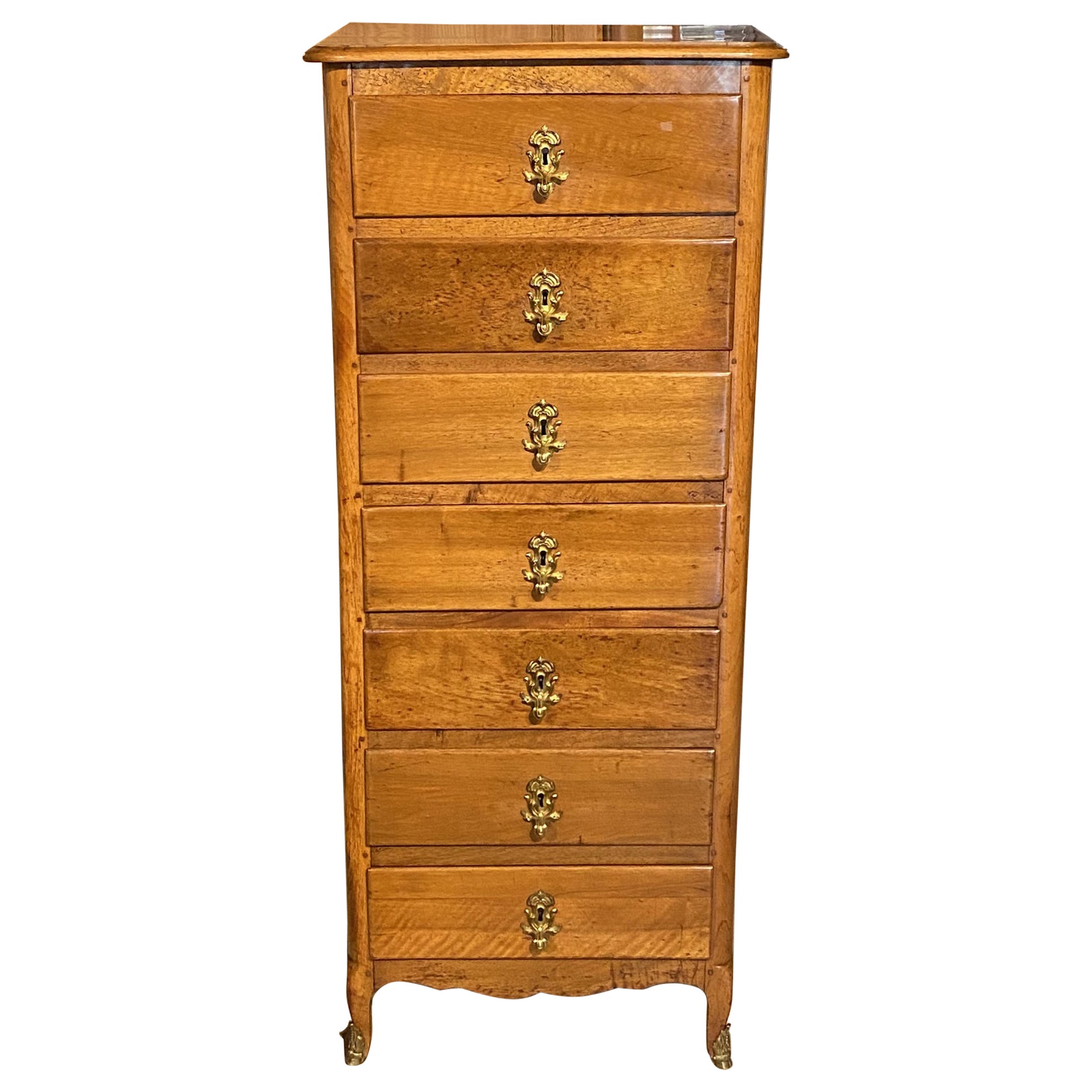 19th Century French Fruitwood Seven Drawer Lingerie Chest