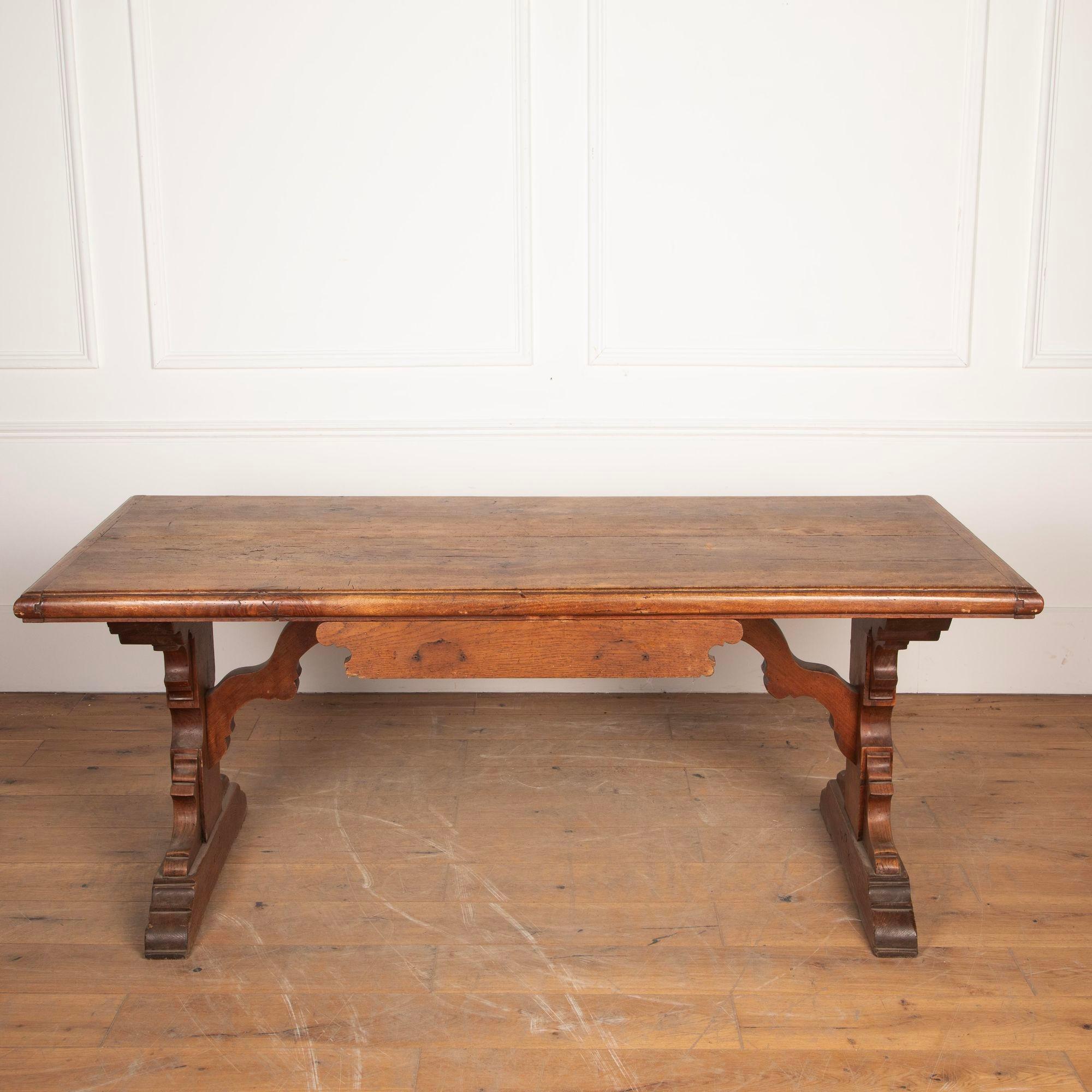 19th Century French Fruitwood Trestle Table 8