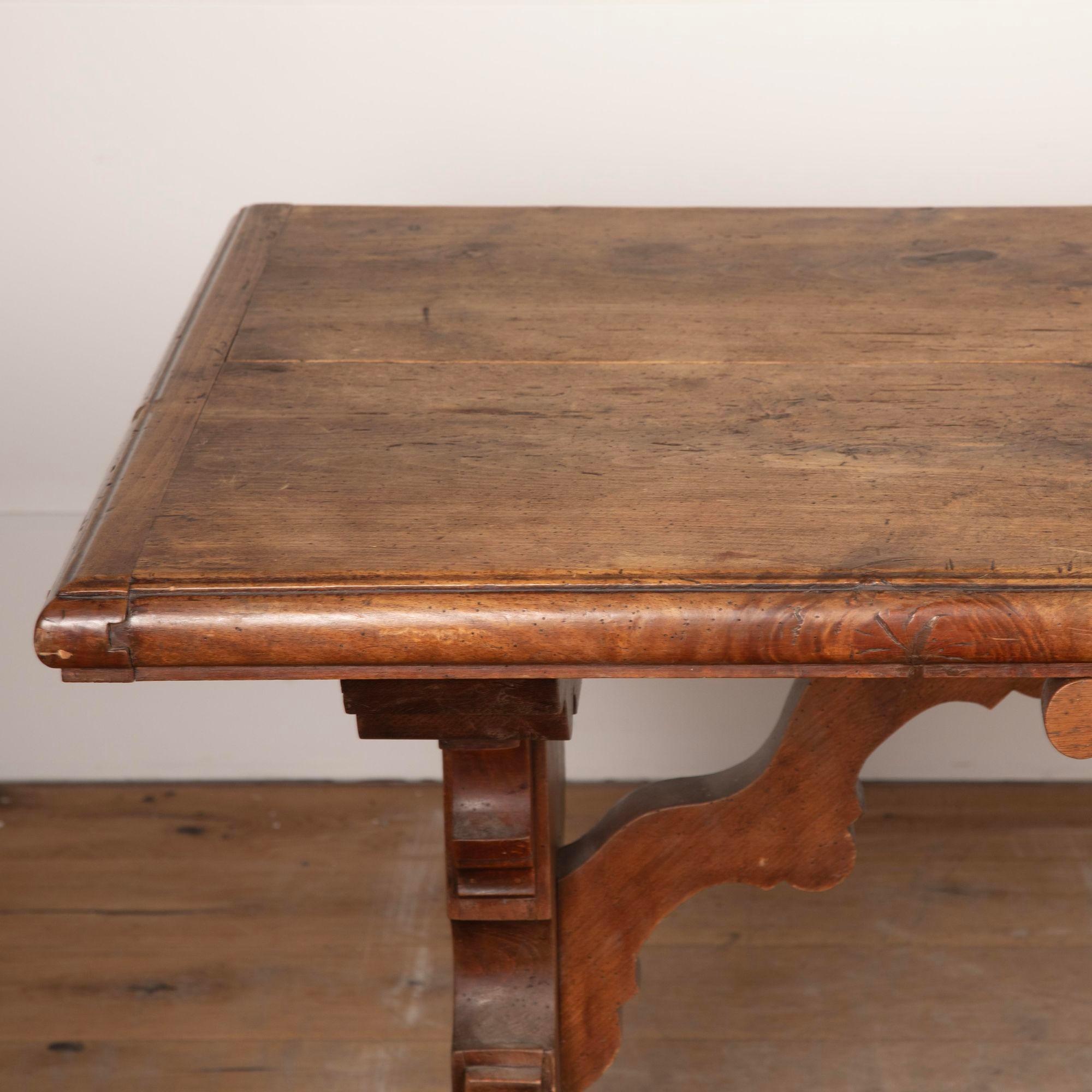19th Century French Fruitwood Trestle Table 4