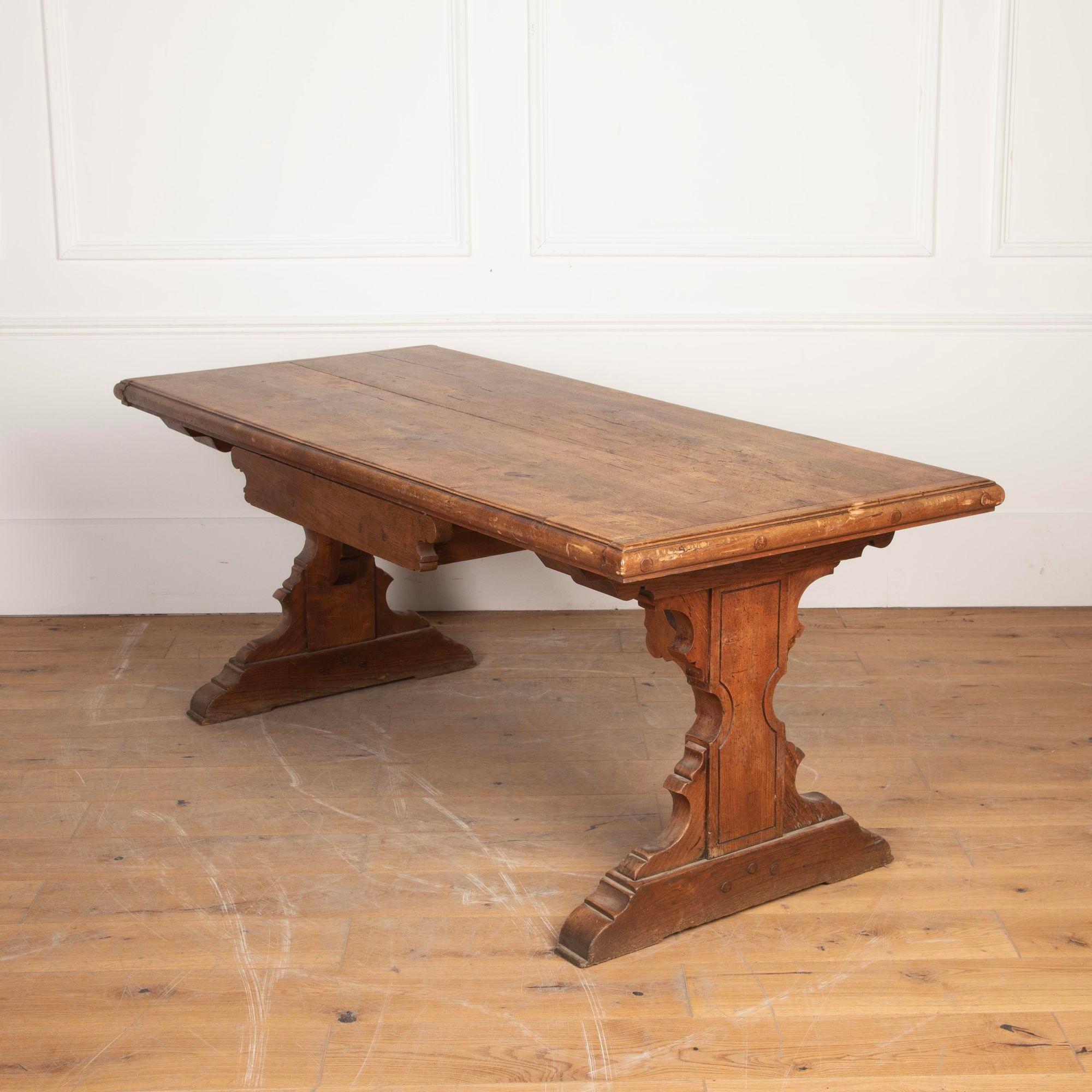 19th Century French Fruitwood Trestle Table 5