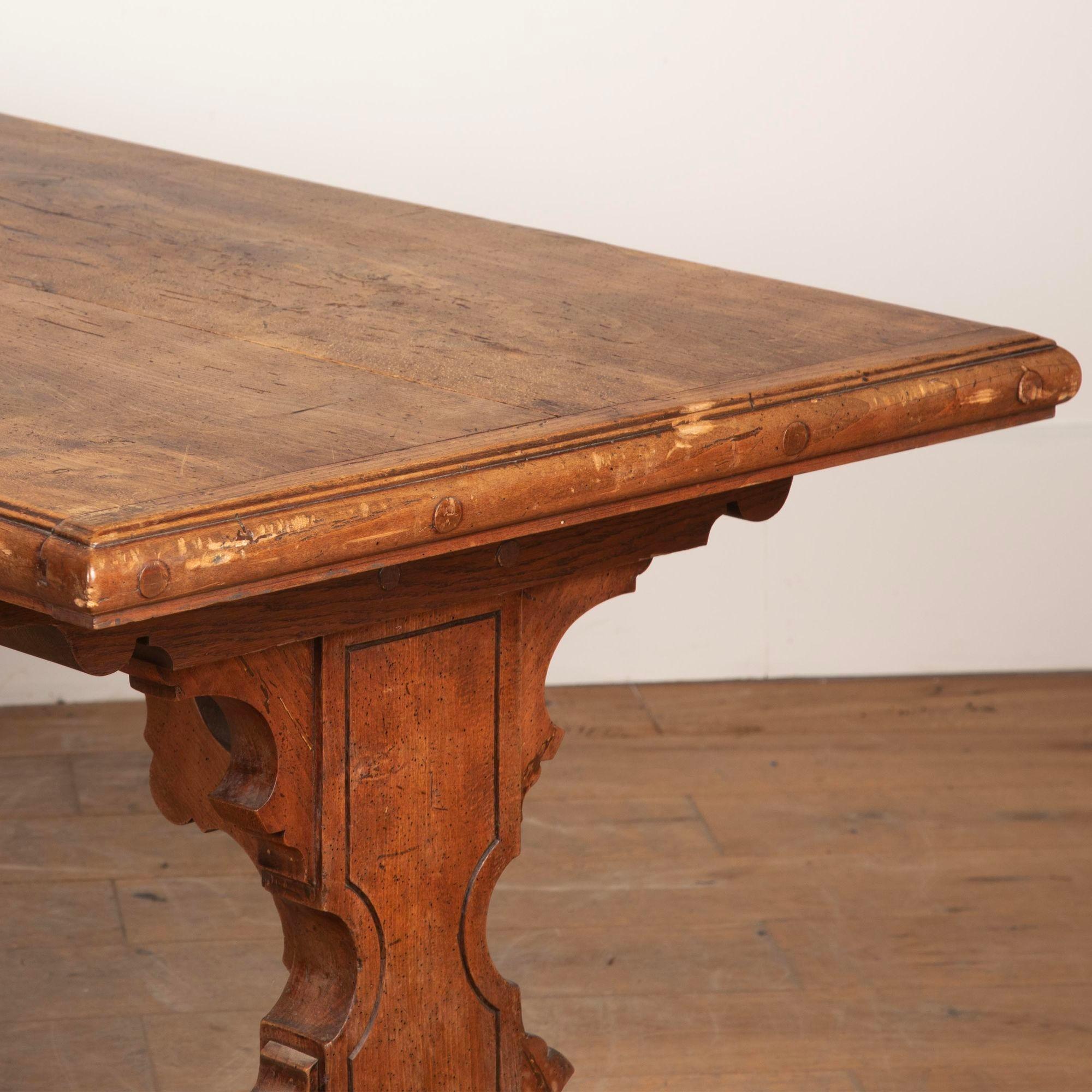 19th Century French Fruitwood Trestle Table 6