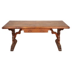 19th Century French Fruitwood Trestle Table