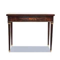 19th Century French Game table circa 1860 walnut veneer rich floral inlays