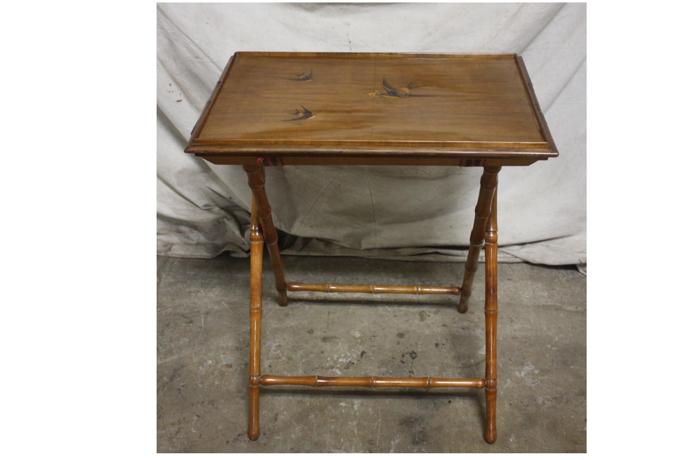 Bamboo 19th Century French Game Table or Tray Table For Sale