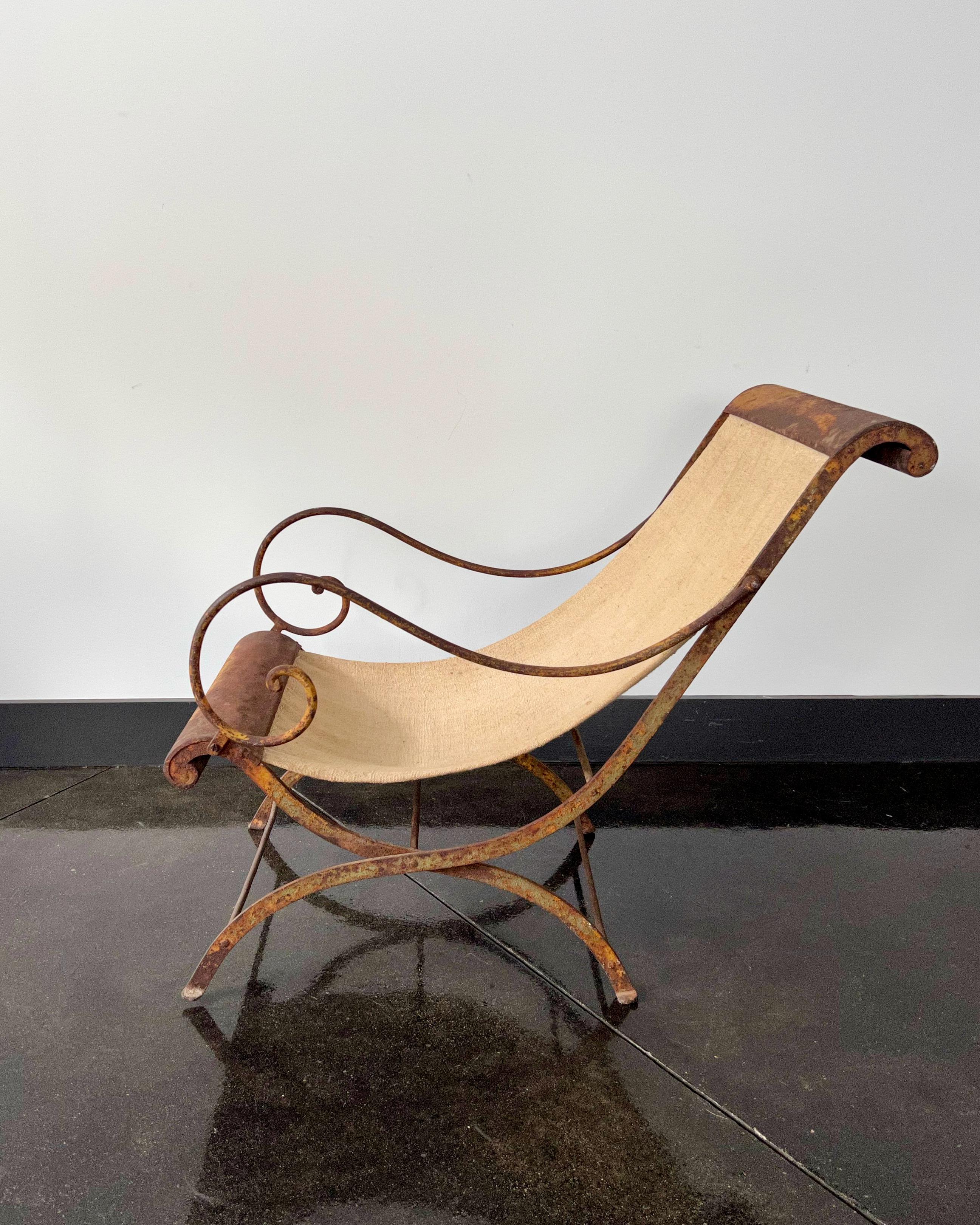 Hand-Crafted 19th Century French Garden Chaise For Sale