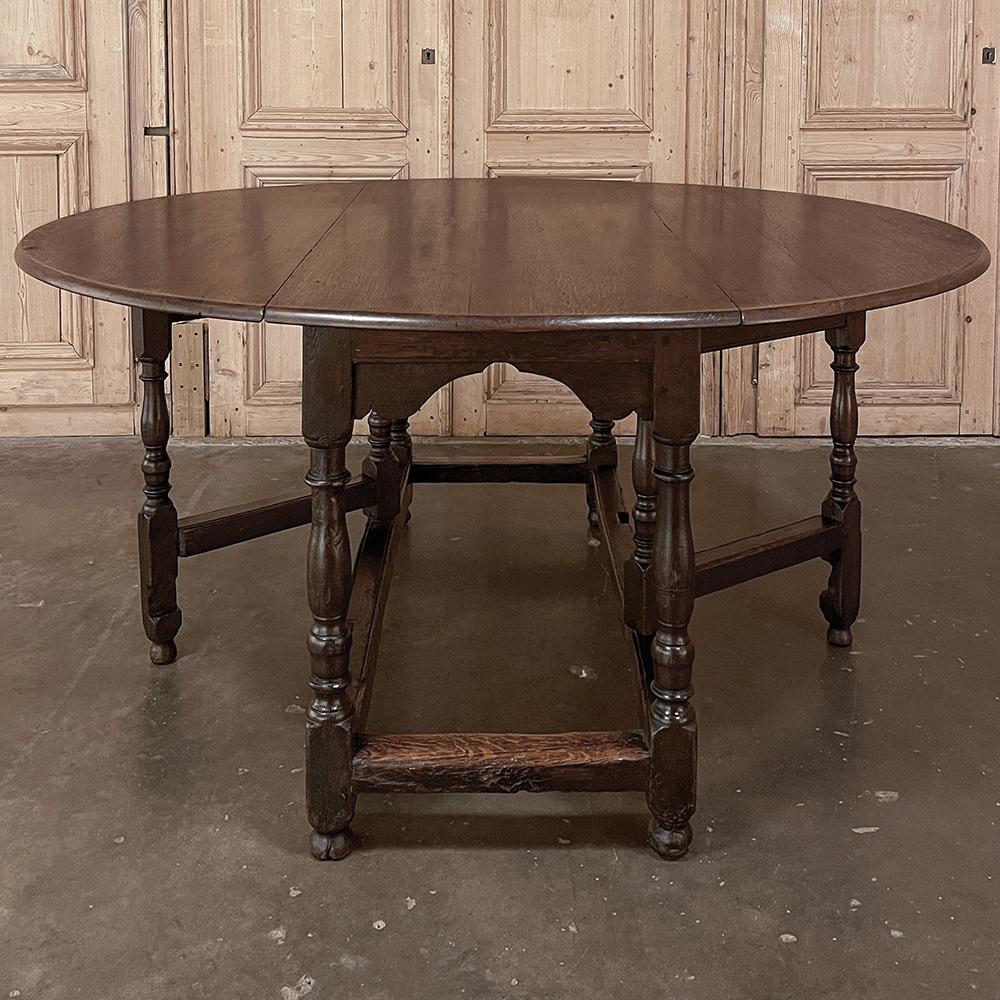19th Century French Gate Leg Drop Leaf Dining Table ~ Sofa Table In Good Condition In Dallas, TX
