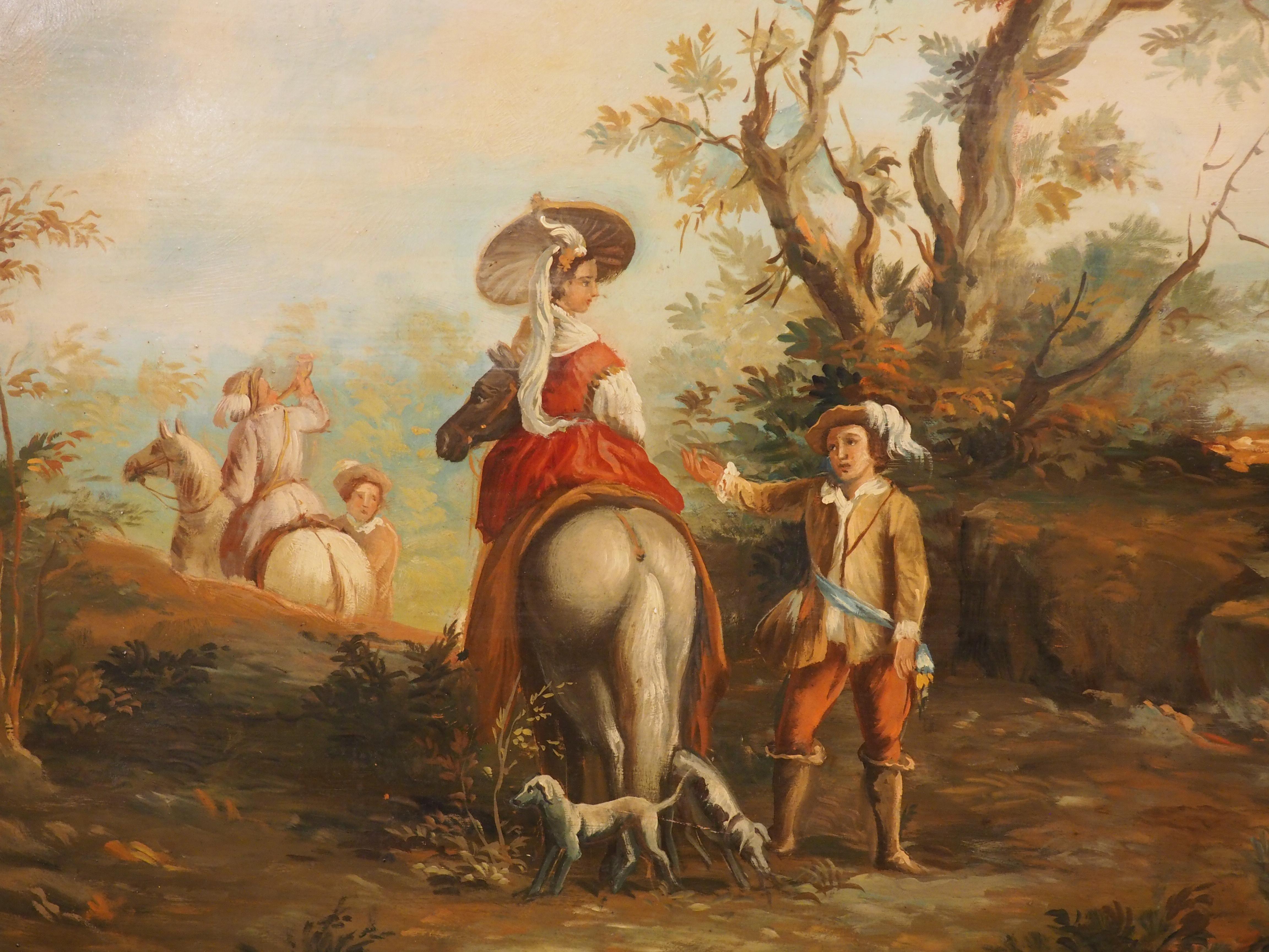 19. Jahrhundert Französisch Genre-Szene Overdoor Malerei auf dem Brett im Angebot 5