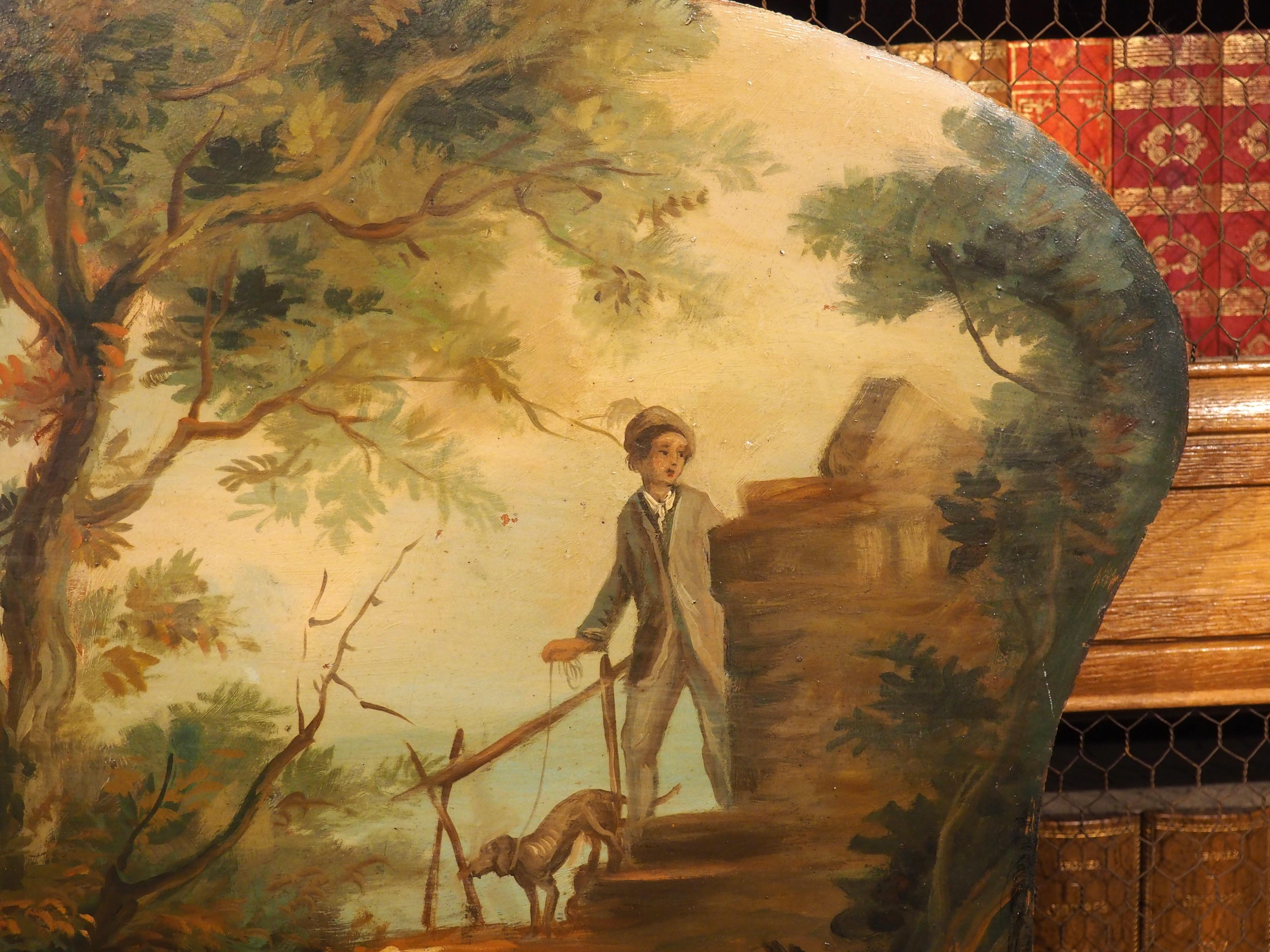 19. Jahrhundert Französisch Genre-Szene Overdoor Malerei auf dem Brett im Angebot 7