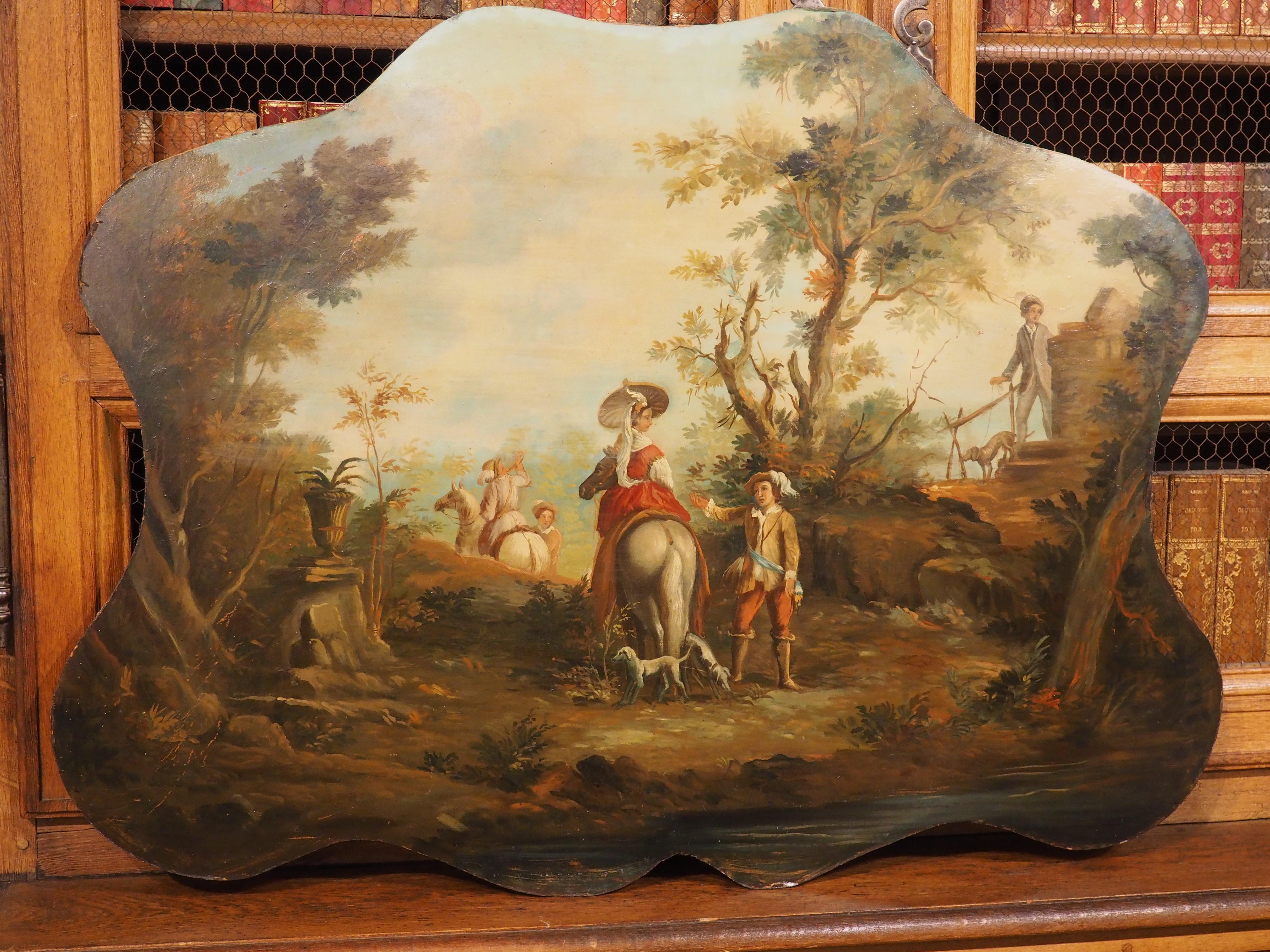 19th Century French Genre Scene Overdoor Painting on Board For Sale 10