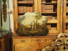19th Century French Genre Scene Overdoor Painting on Board