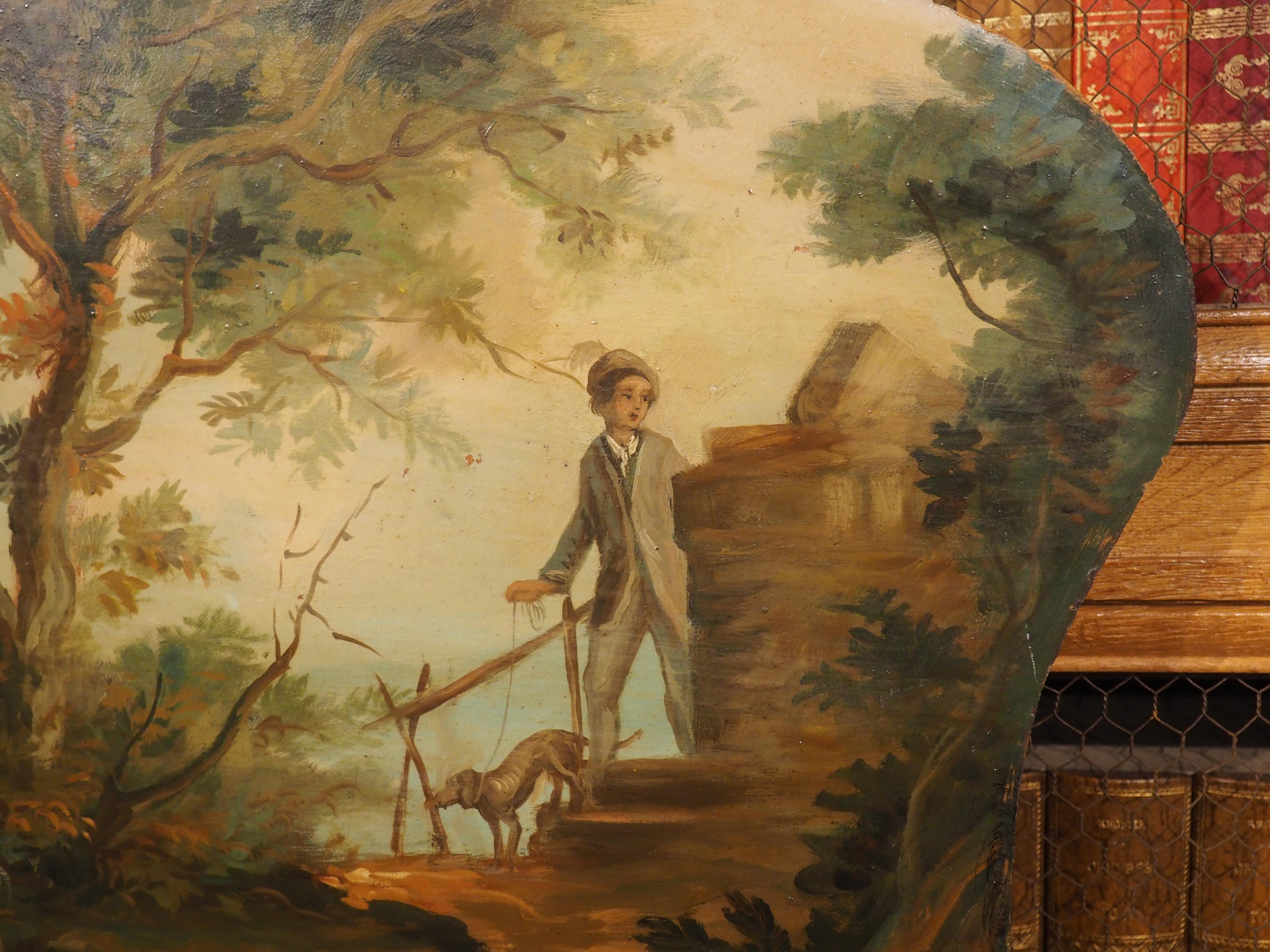 19. Jahrhundert Französisch Genre-Szene Overdoor Malerei auf dem Brett im Zustand „Gut“ im Angebot in Dallas, TX