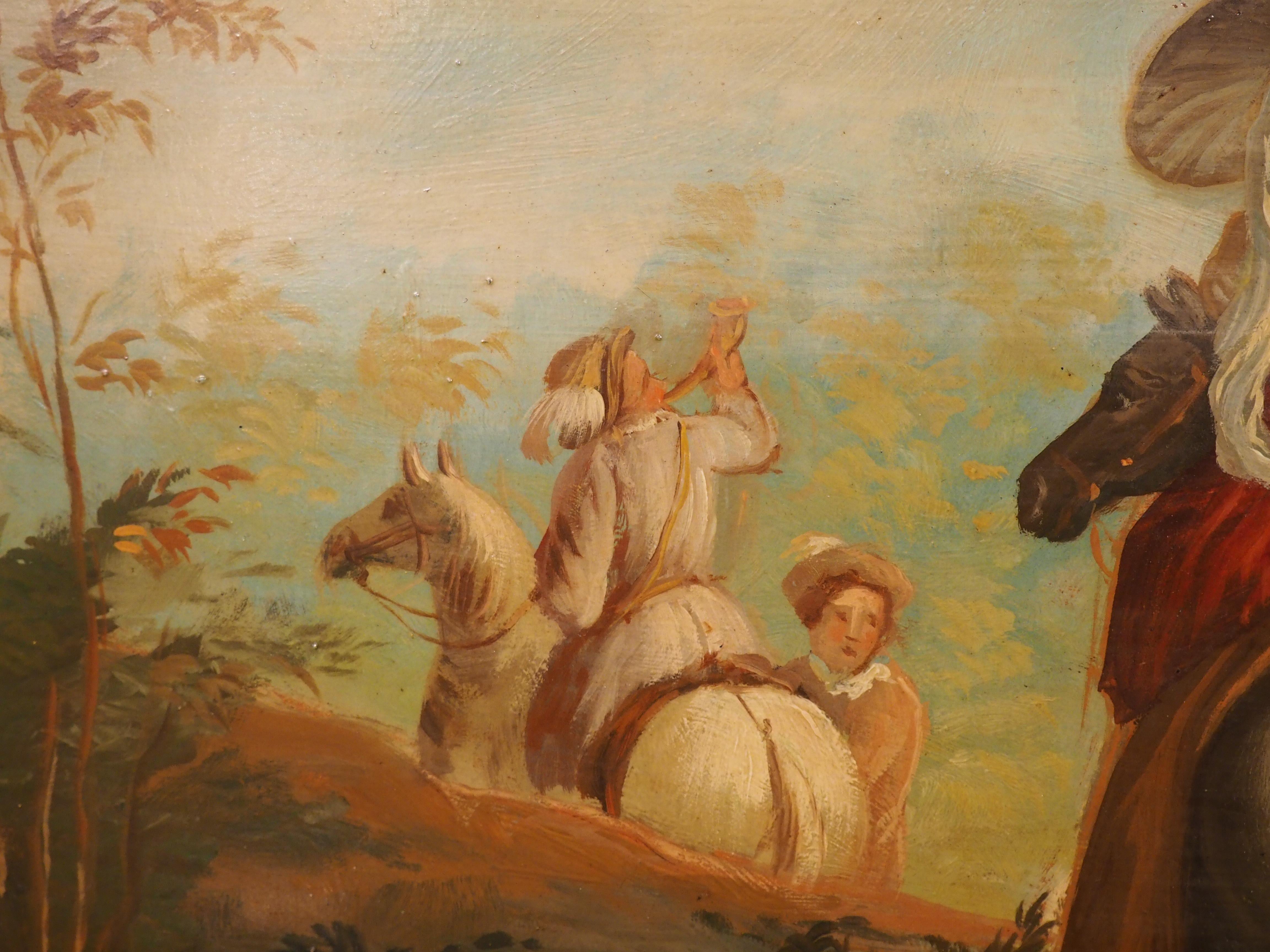 19. Jahrhundert Französisch Genre-Szene Overdoor Malerei auf dem Brett (Holz) im Angebot