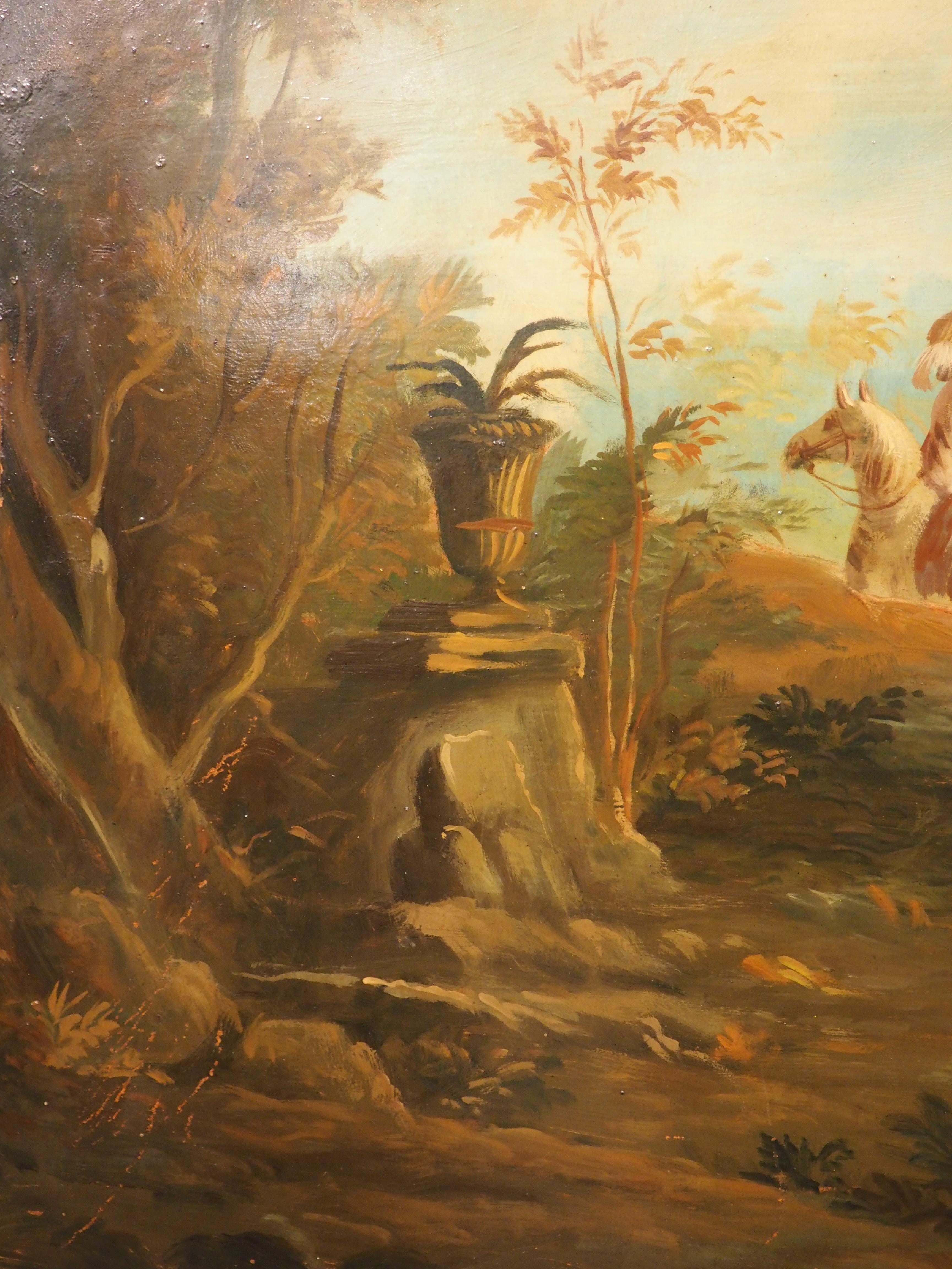 19. Jahrhundert Französisch Genre-Szene Overdoor Malerei auf dem Brett im Angebot 2