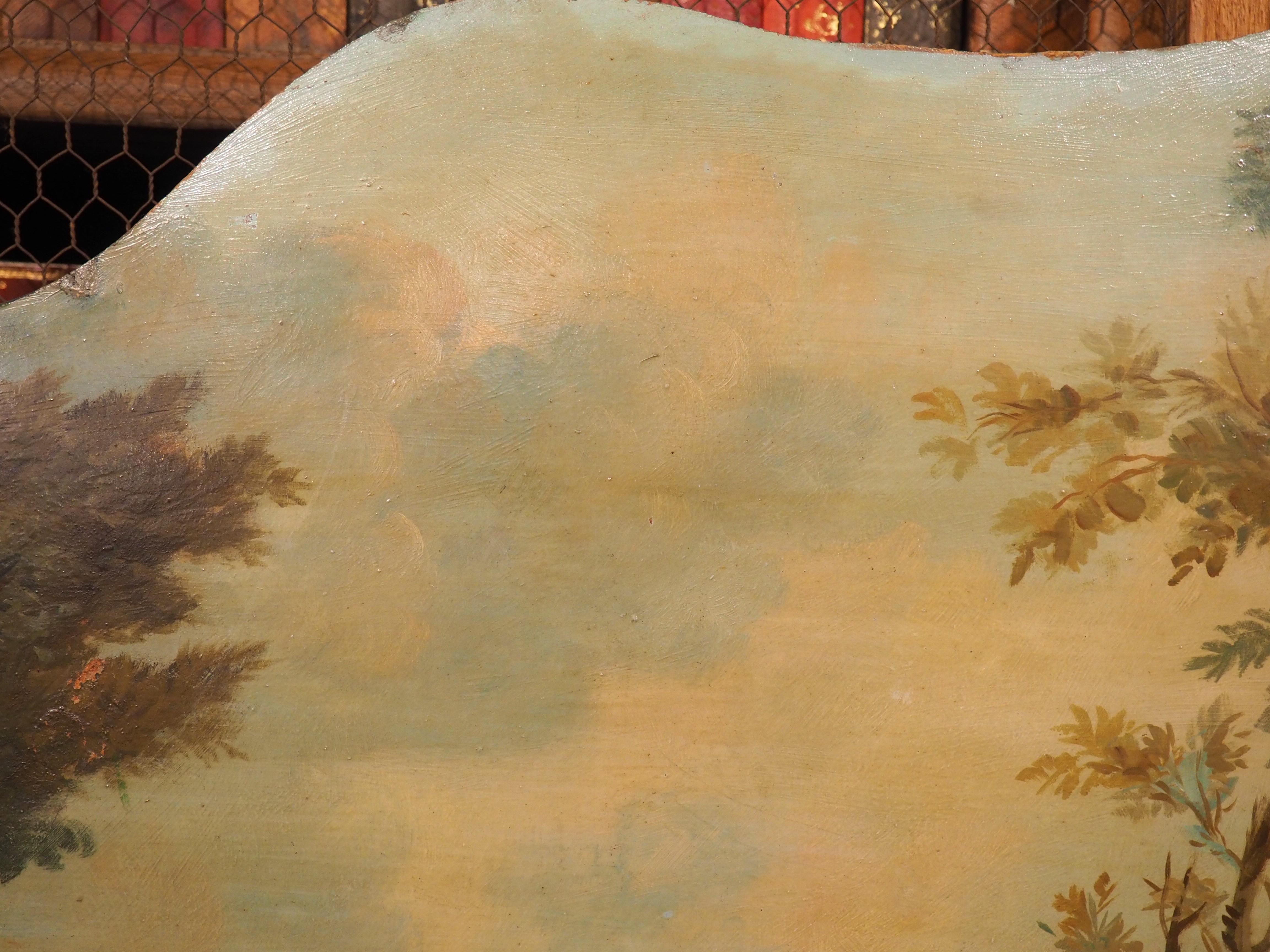 19. Jahrhundert Französisch Genre-Szene Overdoor Malerei auf dem Brett im Angebot 3