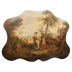 19th Century French Genre Scene Overdoor Painting on Board