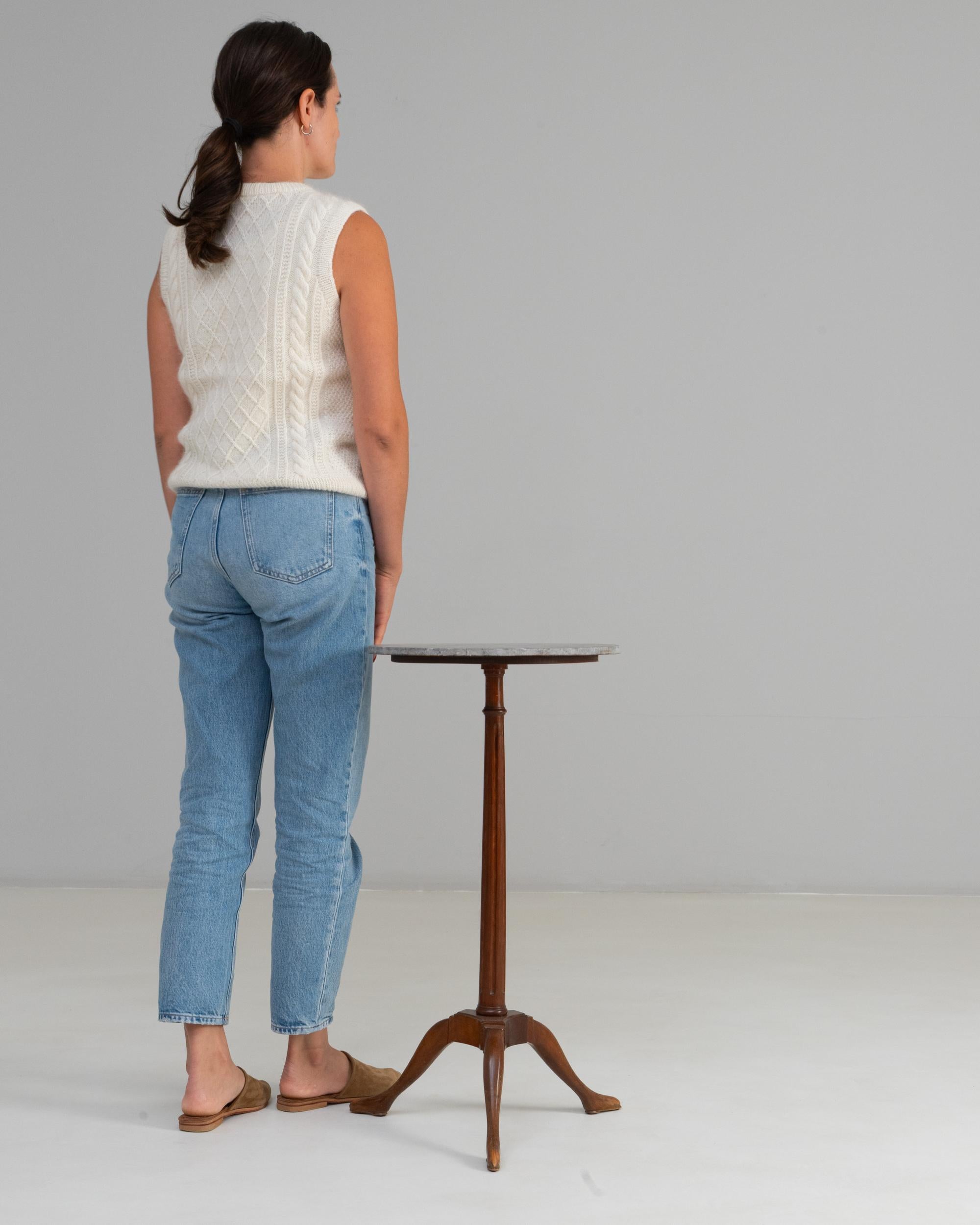 19th Century French Georgian Tripod Side Table With Marble Top In Good Condition For Sale In High Point, NC