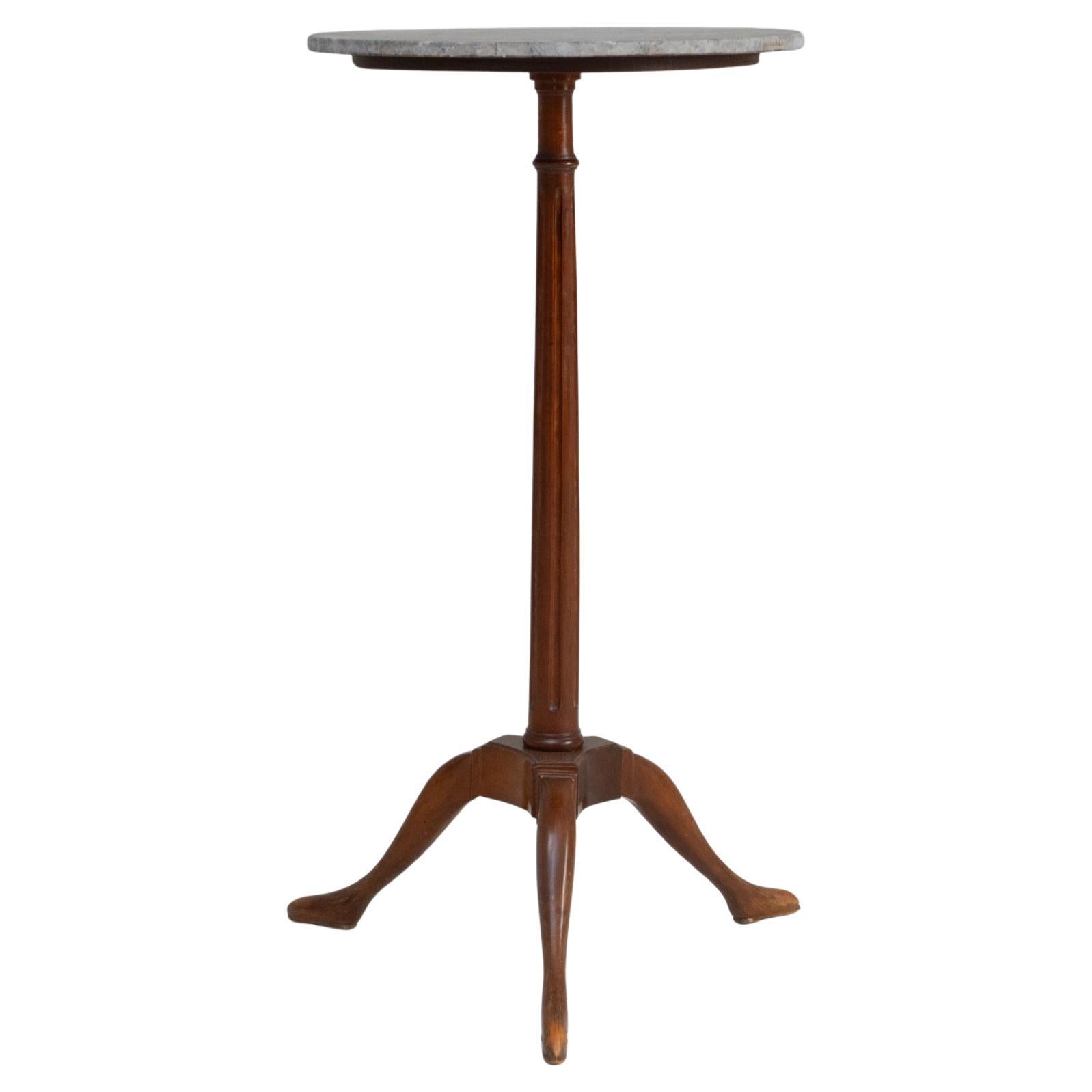 19th Century French Georgian Tripod Side Table With Marble Top For Sale